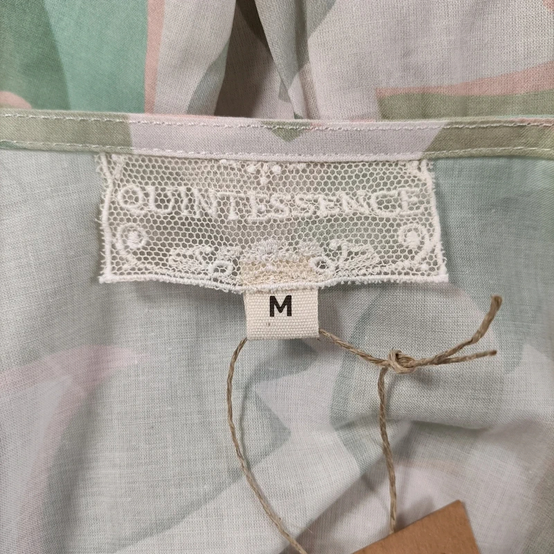 Blouse fluide imprimé feuillage pastel Quintessence col V manches 3/4 légère taille M Comme neuf - Vue 12 - 