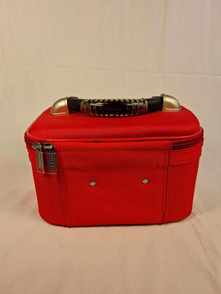 Vanity case ZIFEL Paris en tissu rouge et doublure intérieure noire - Photo 3