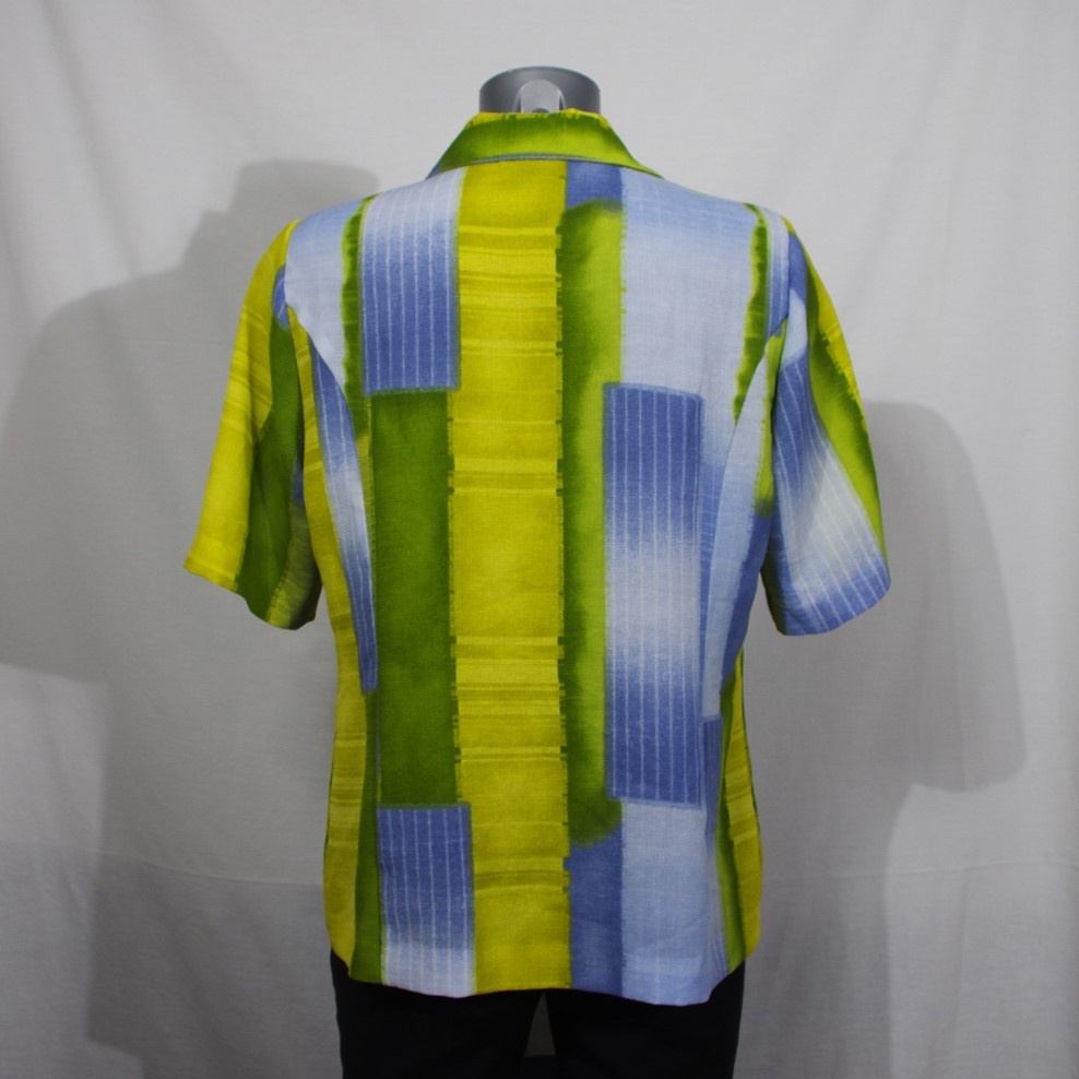 💚💙💛Chemisier bleu et vert T.40 au charme rétro- Vintage chic 💚💙💛 - Photo 1