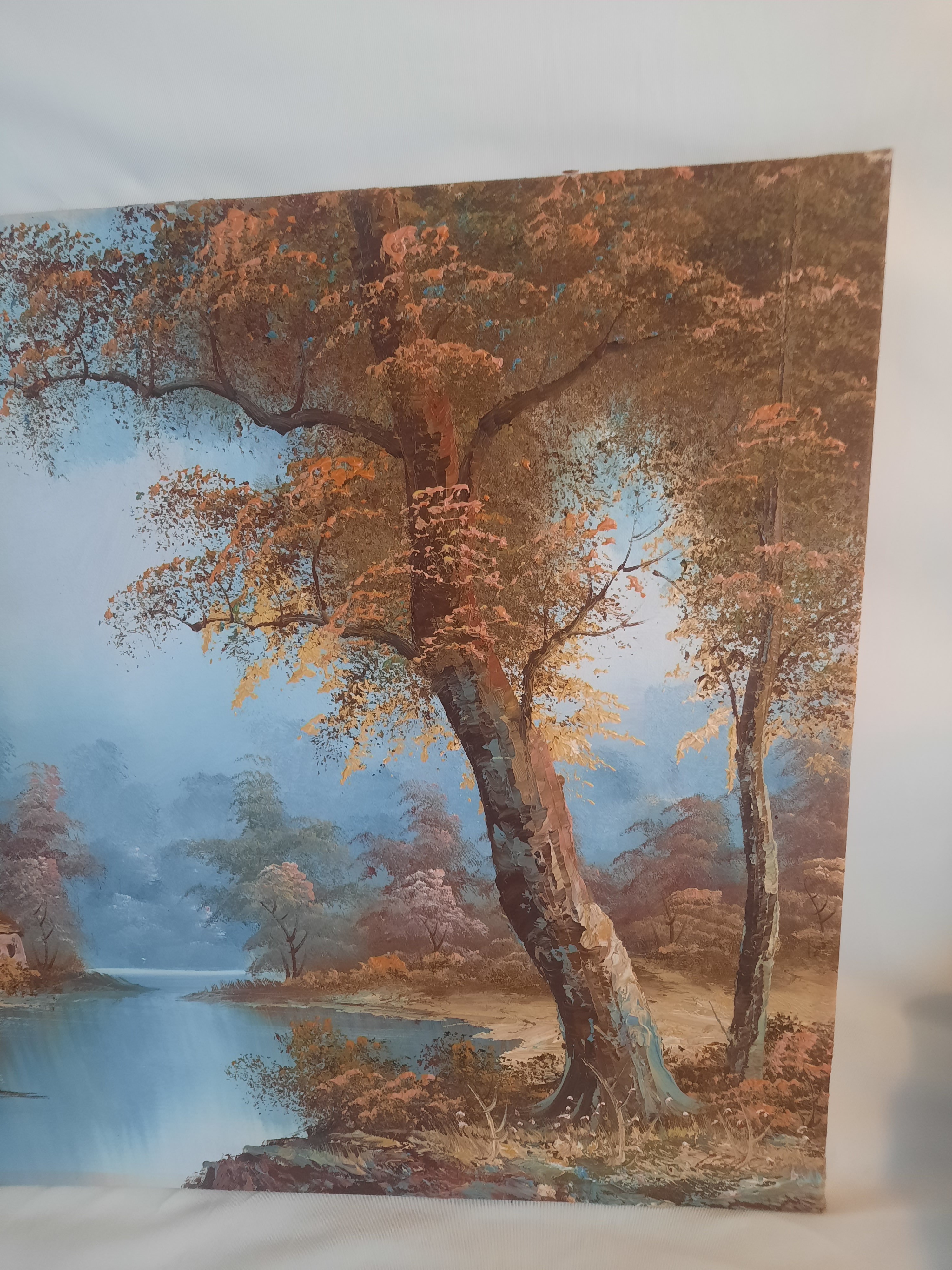 Paysage automne rivière, tableau certifié Bon état - Vue 8 - 