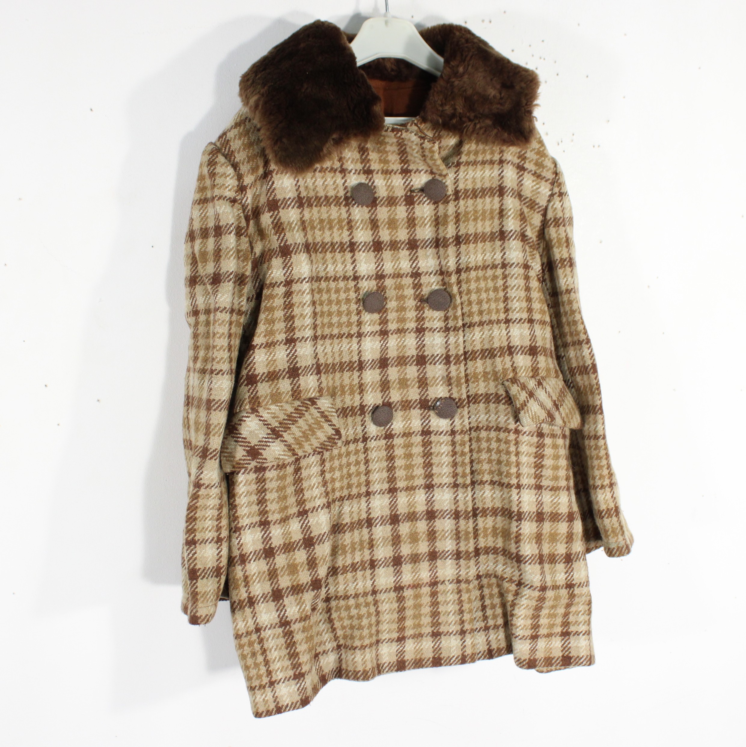 Manteau Court Vintage Fille Écru/Marron Taille Estimé 5/6 ans  - Photo 3