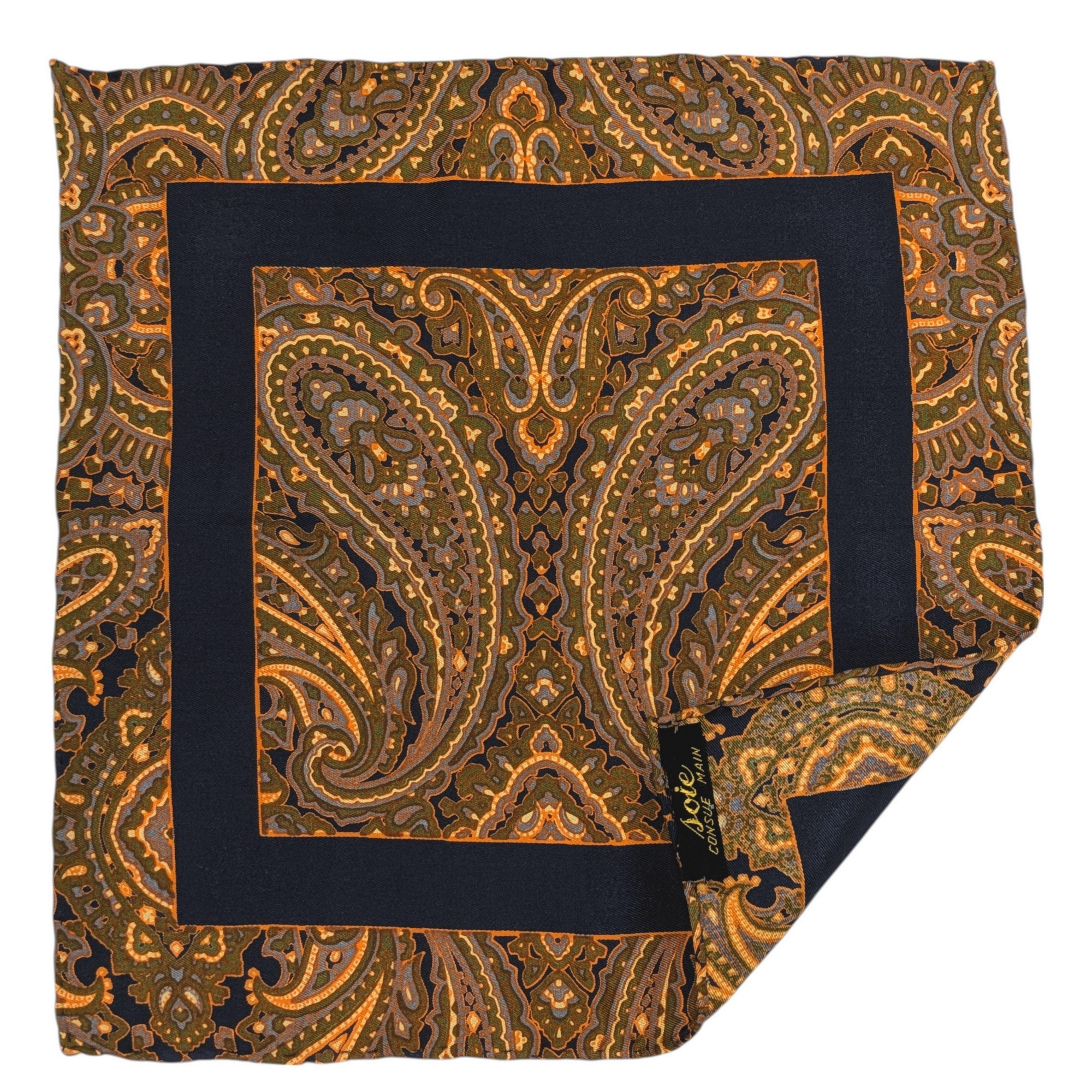 Ensemble Vintage Cravate & Pochette assortie en soie imprimé cachemire - Photo 2