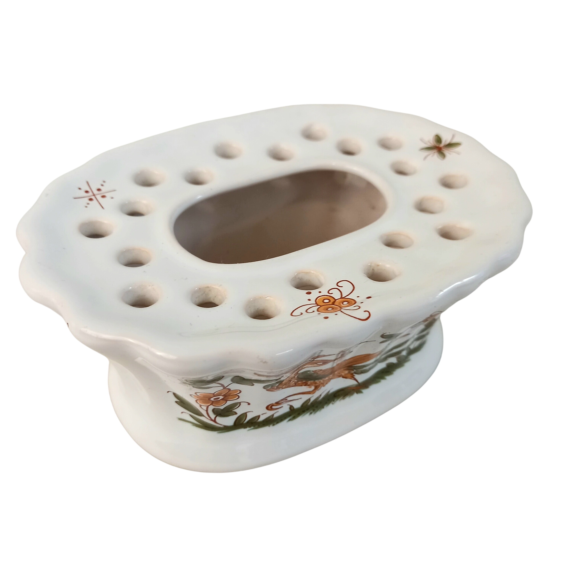 Vase pique-fleurs décor Moustiers GF Très bon état -  reconditionné disponible sur Label Emmaüs