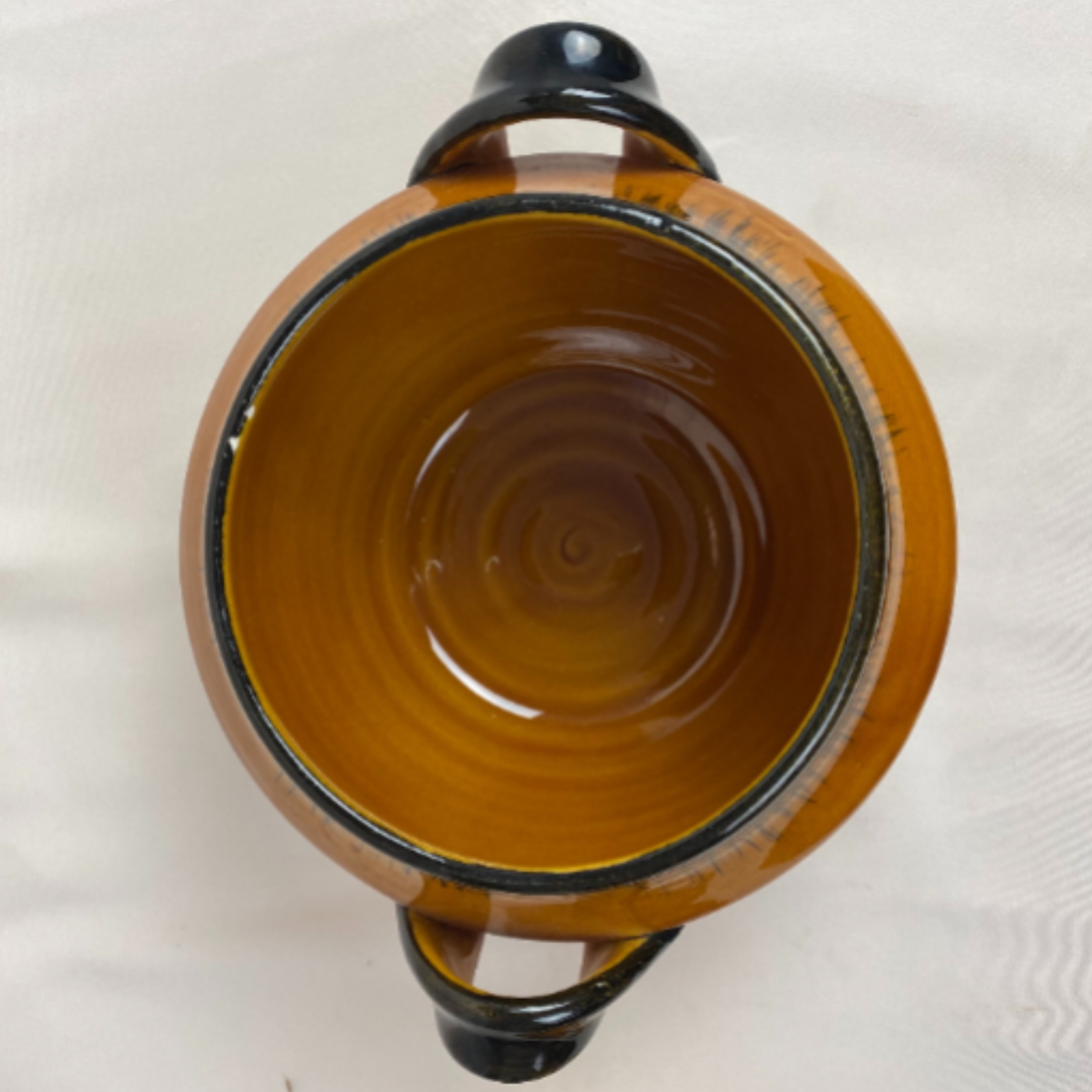 Soupière vintage Vallauris - Céramique émaillé Orange et Noir - Année 60 Bon état - Vue 6 - 