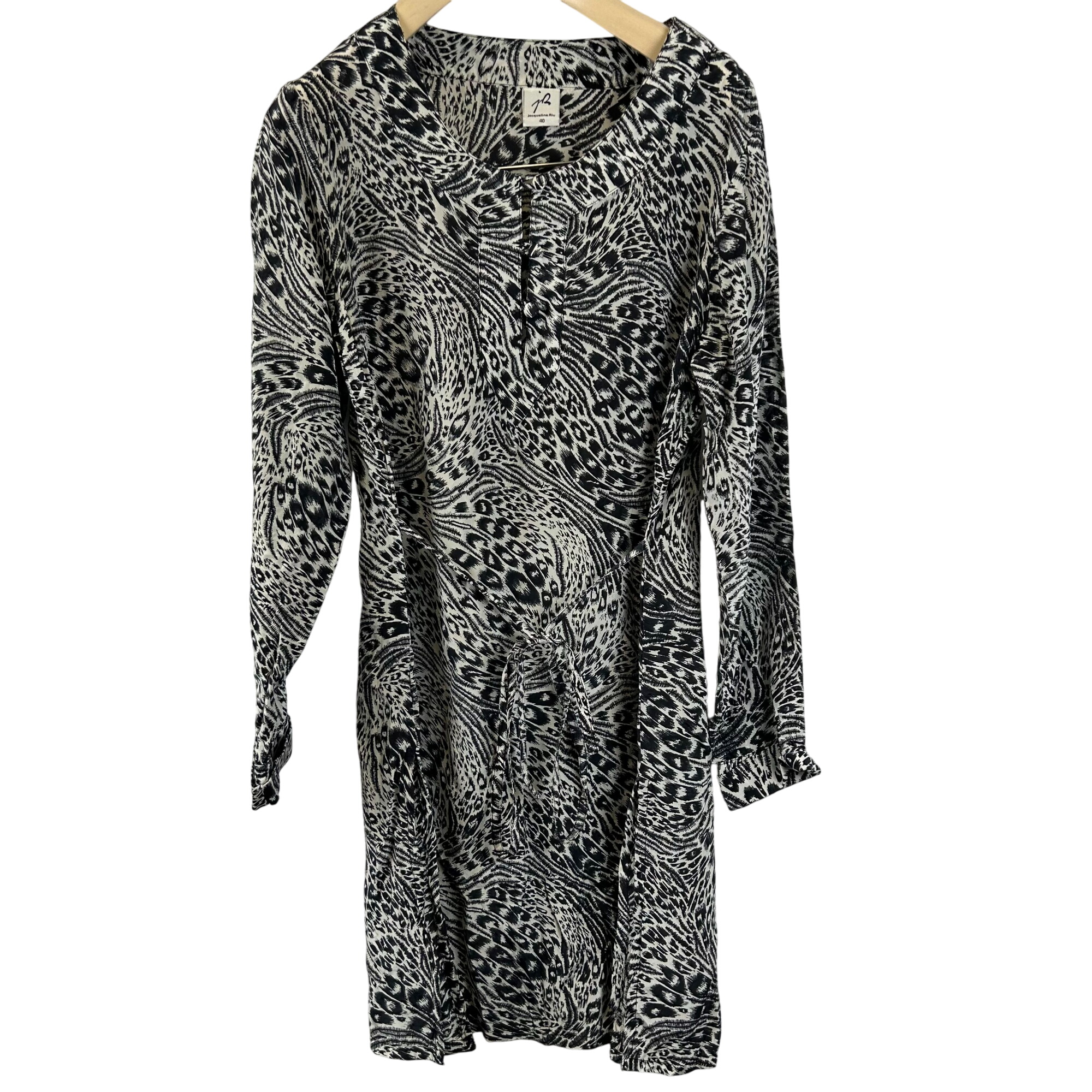 Robe blanche  motif noir 100% soie - Taille 40 - jacqueline riu - Modalova