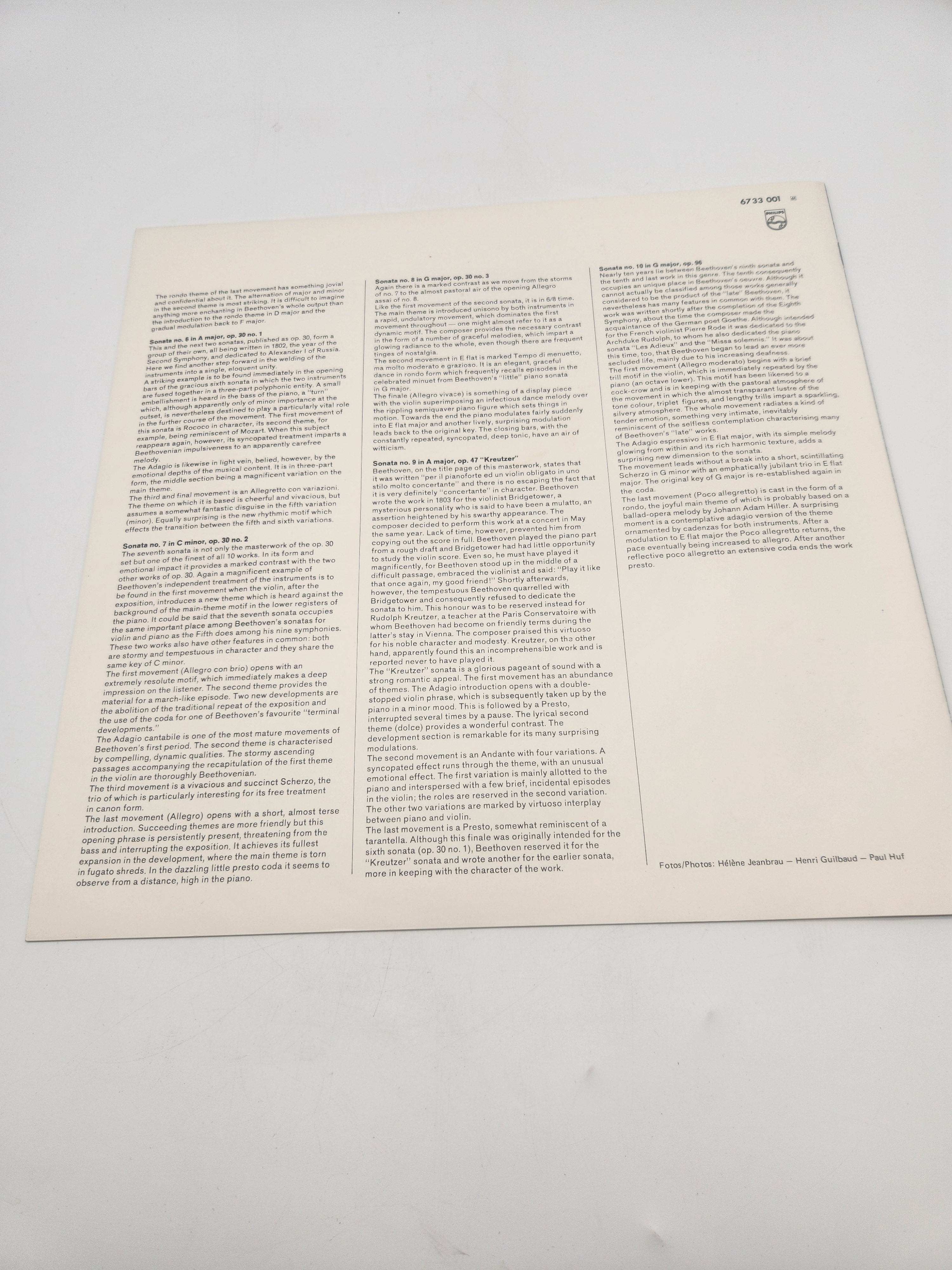 4 Vinyles 33 Tours - Sämtliche Sonaten für Klavier und Violine, composé par Ludwig van Beethoven Très bon état - Vue 7 - 