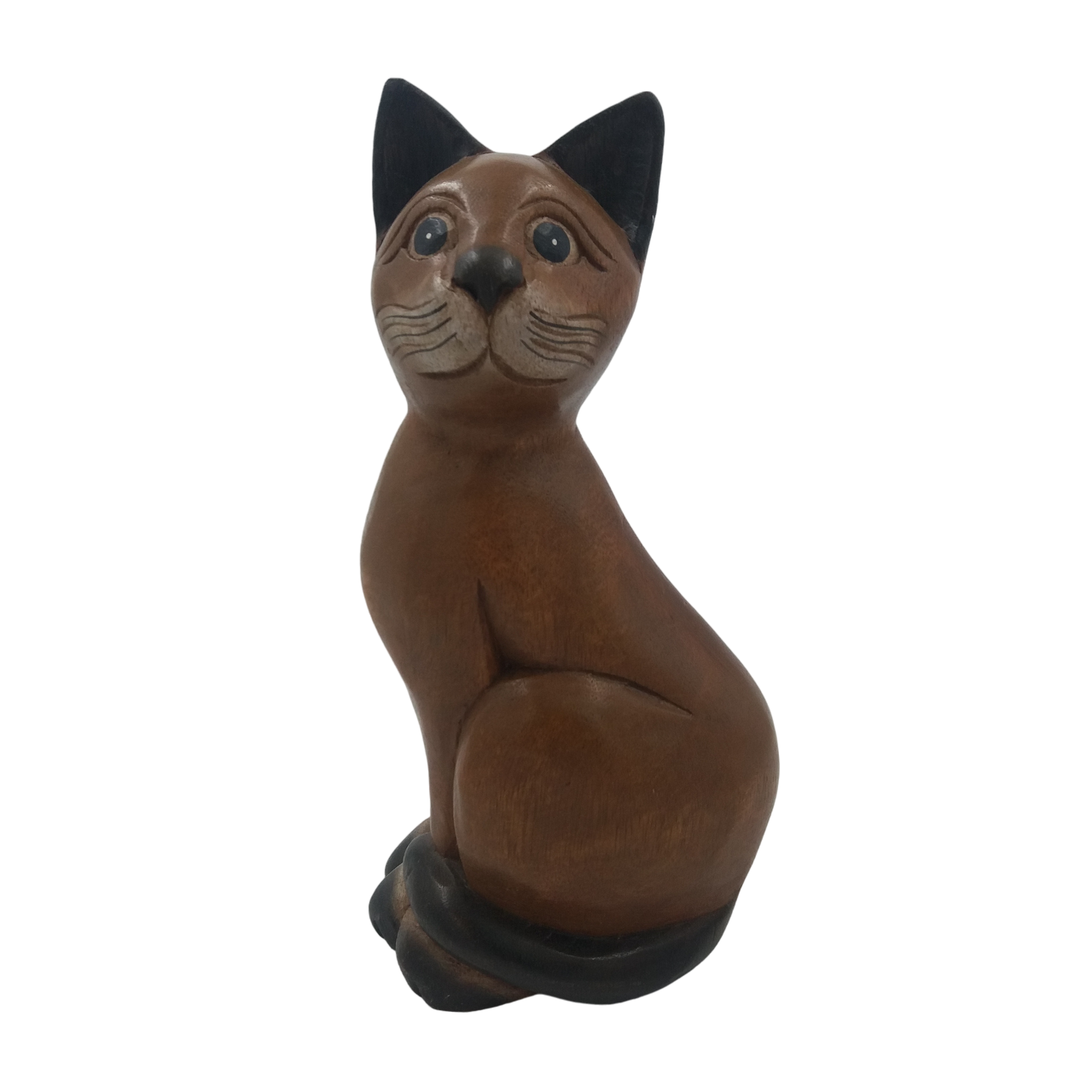 Sculpture chat en bois polychrome - Photo 0