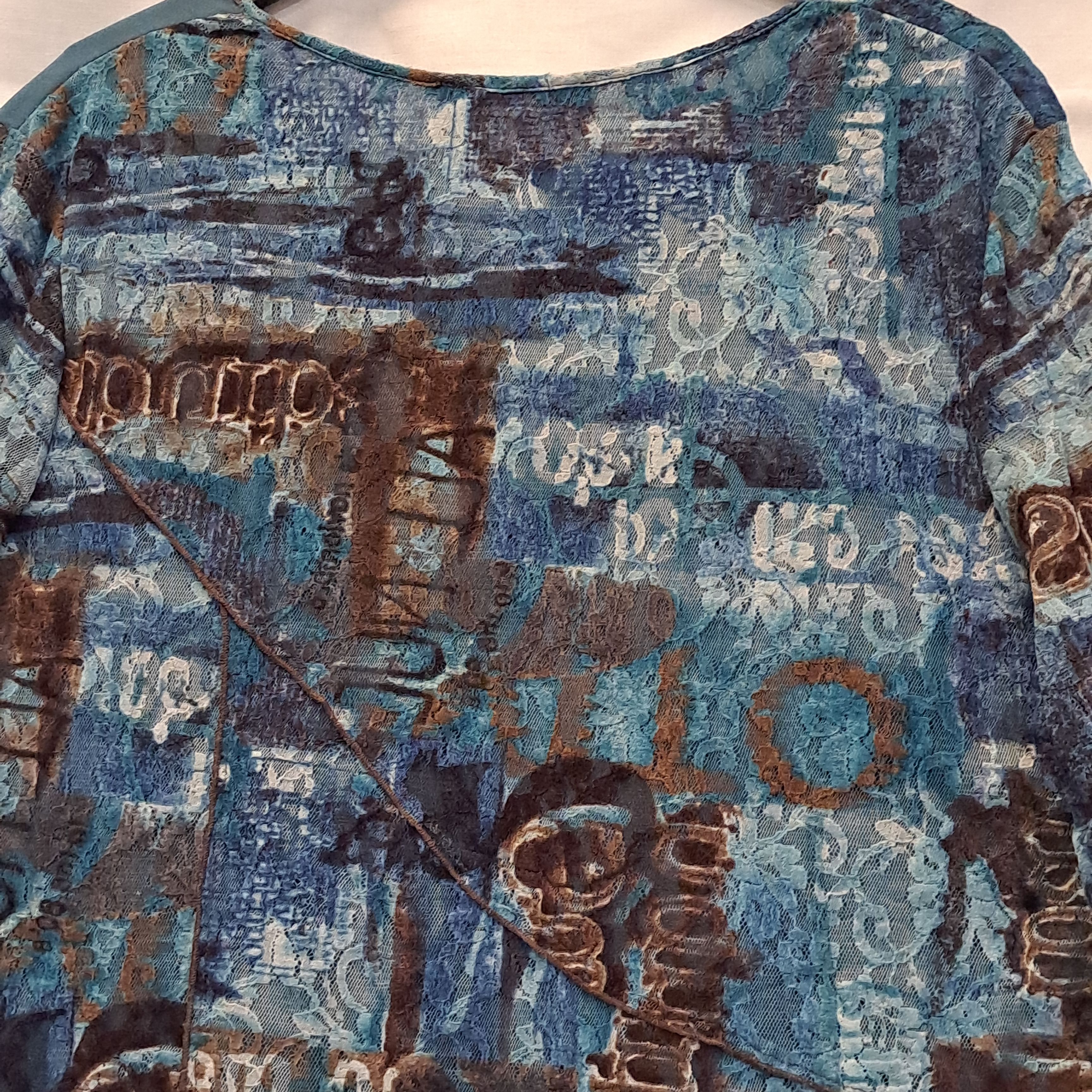 T-shirt en résille polyamide dominante bleue Christine Laure T5 Bon état - Vue 3 - 