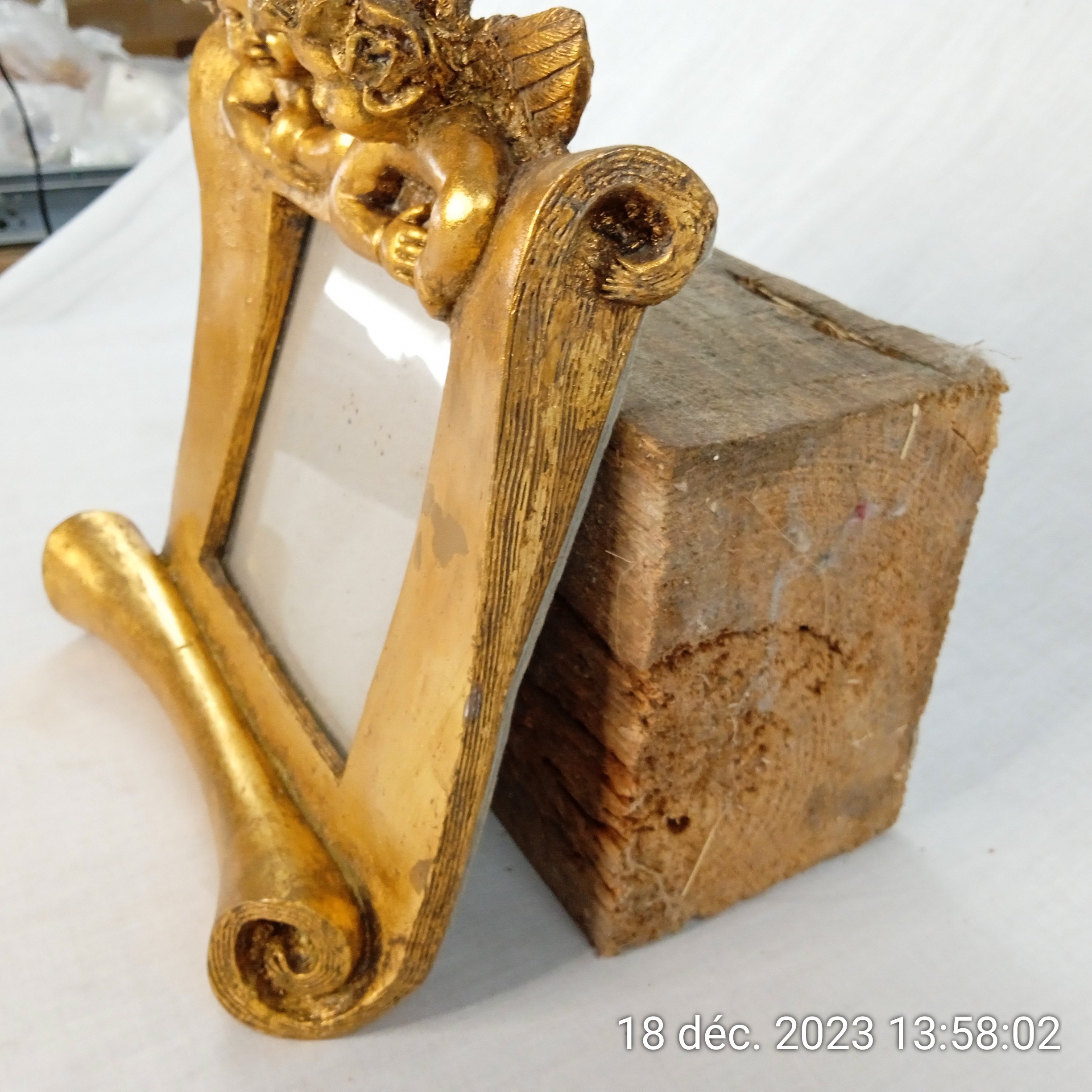 Cadre photo 3D en résine d'or chérubin - Photo 3