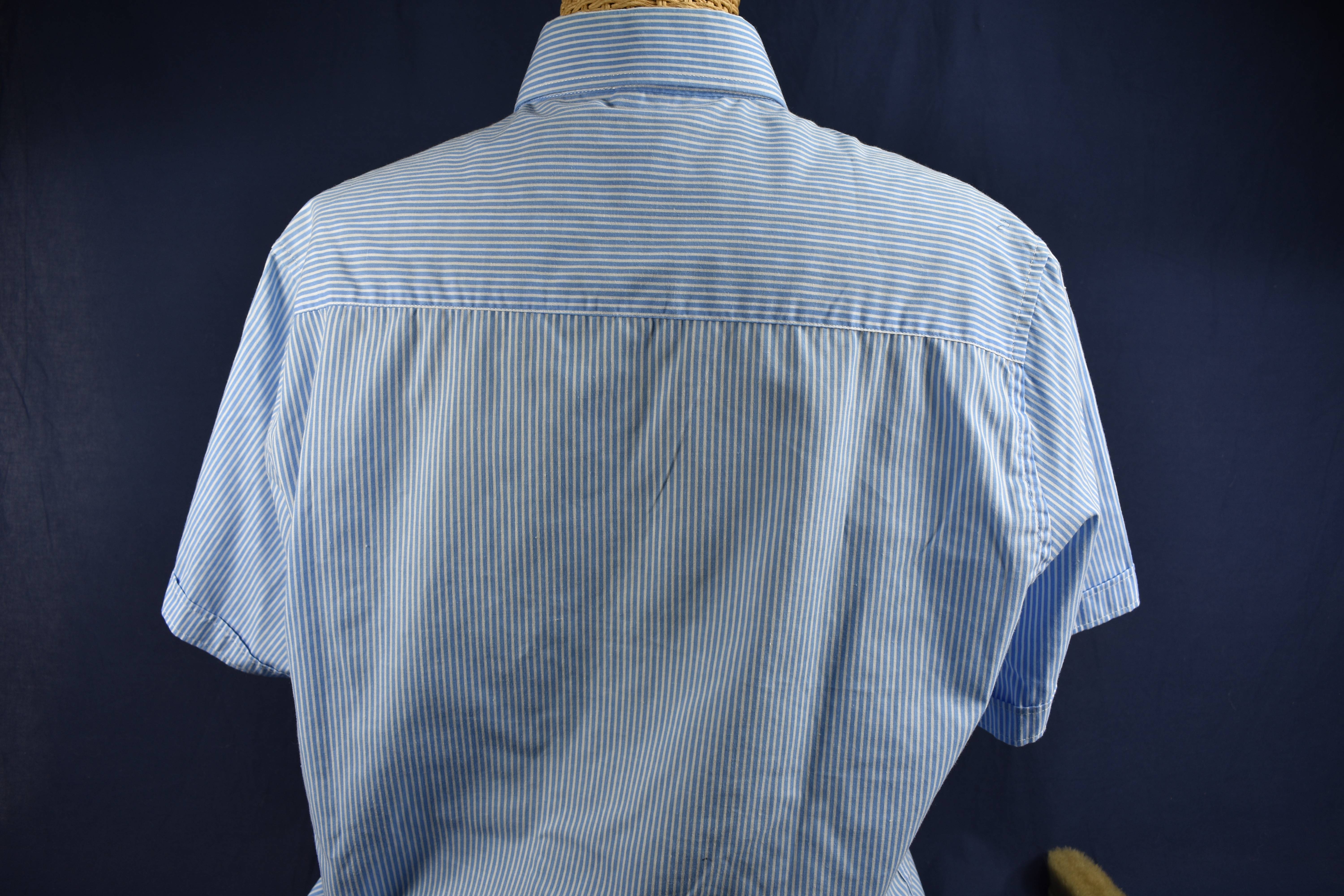 Chemisette homme à rayures blanc bleu de marque " Gil d'Auray " taille 41 / 42 Bon état - Vue 7 - 