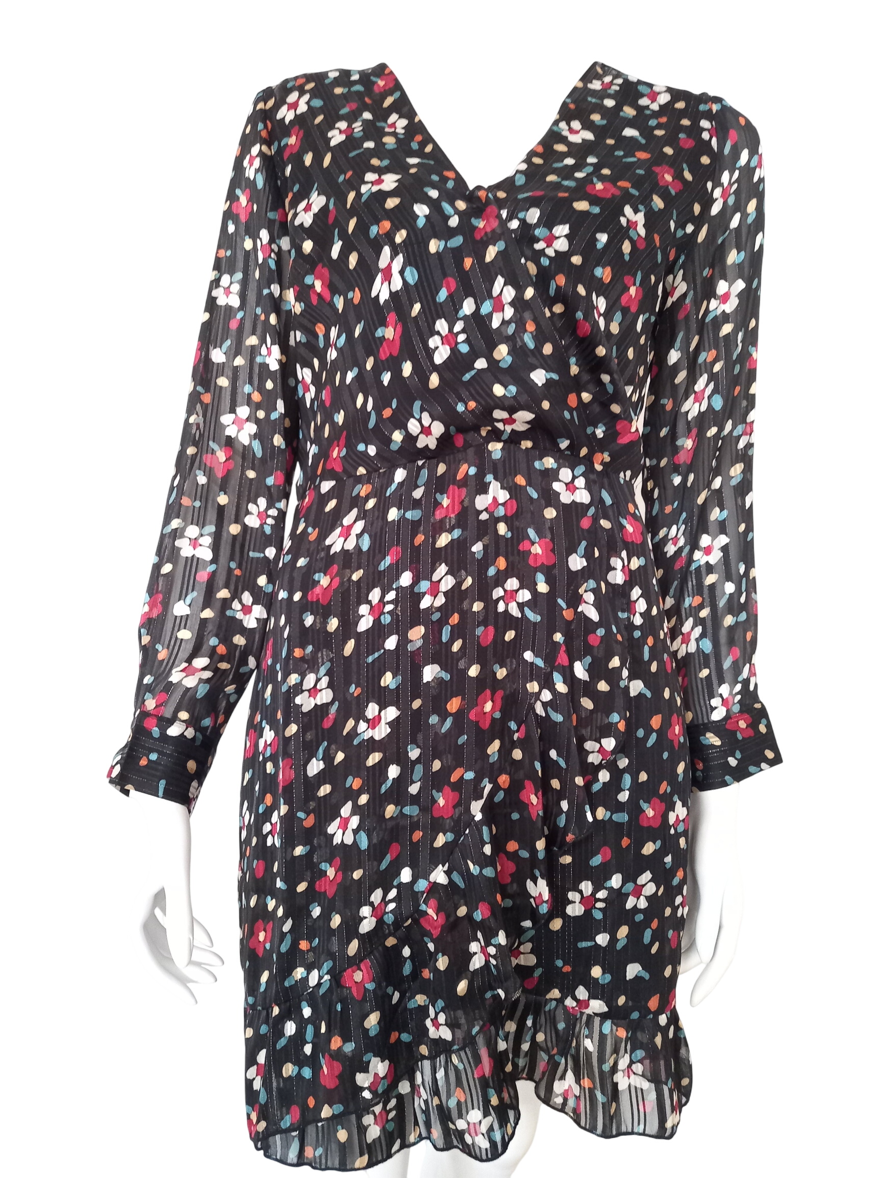 Robe haut croisé noir à motif la petite étoile taille 3 Très bon état -  reconditionné disponible sur Label Emmaüs