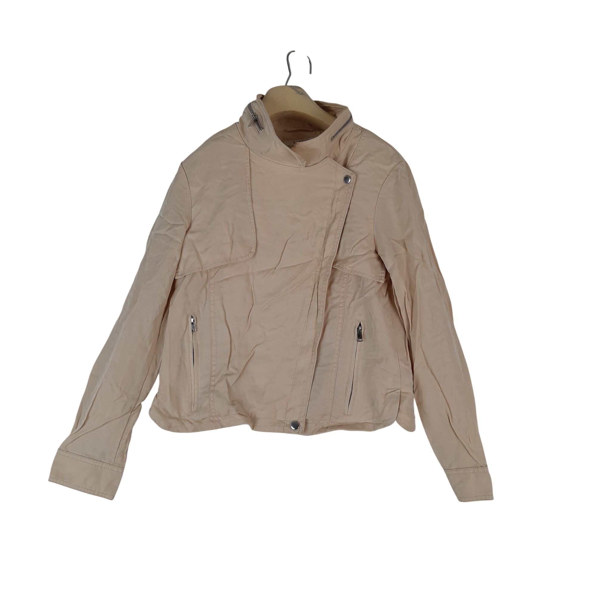 Esprit - Veste beige clair lyocell - Taille 36 mesures Carrure= 41 Poitrine= 44 Longueur= 53 Bon état -  reconditionné disponible sur Label Emmaüs