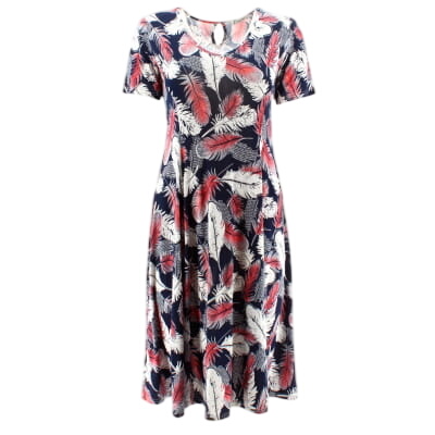 Robe bleu marine imprimés plumes - femme - Elizabeth - taille M Bon état -  reconditionné disponible sur Label Emmaüs