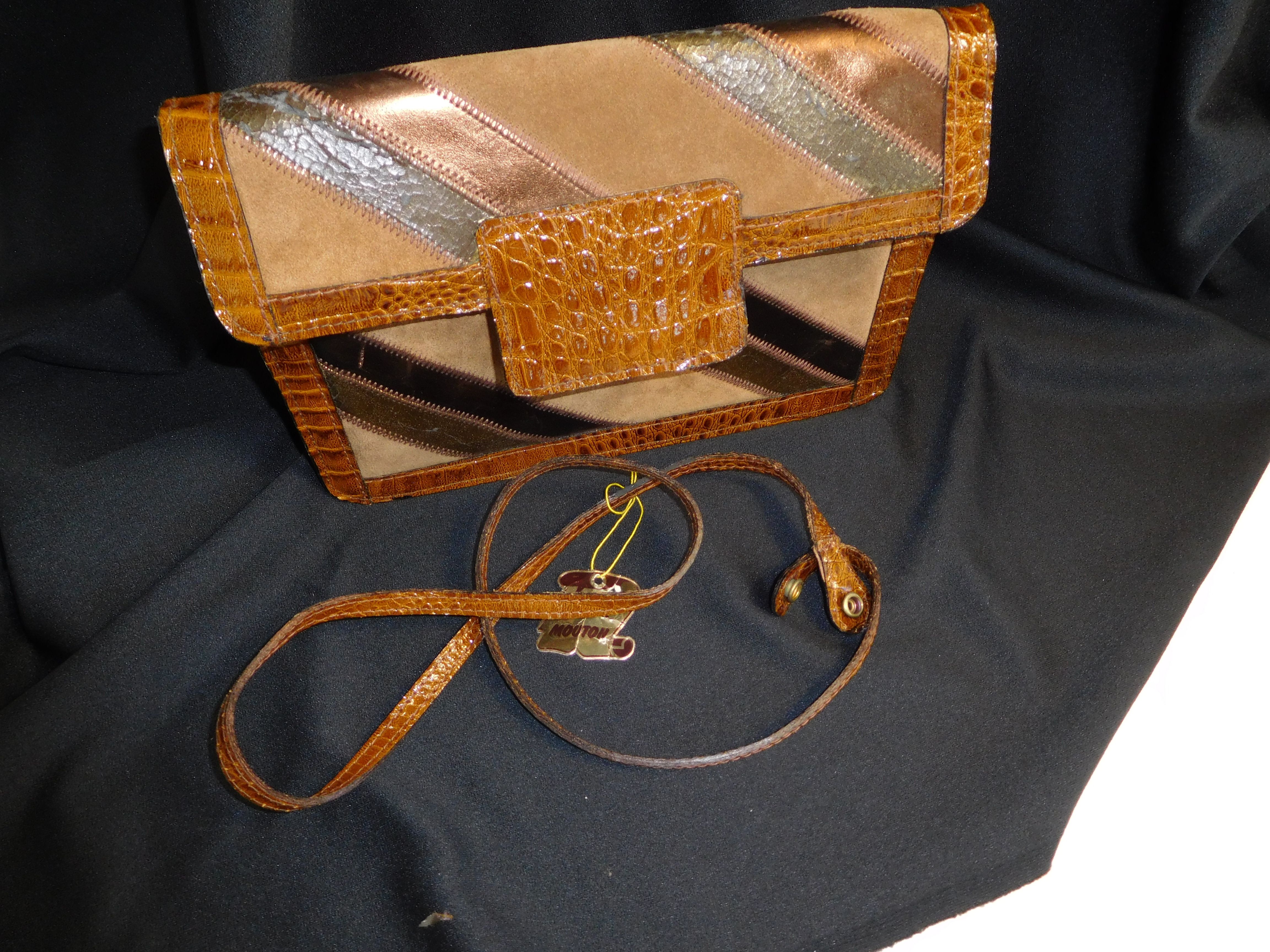 Sac A Main Vintage En Cuir Véritable d'Italie - Style Patchwork Et Croco°° - Photo 6