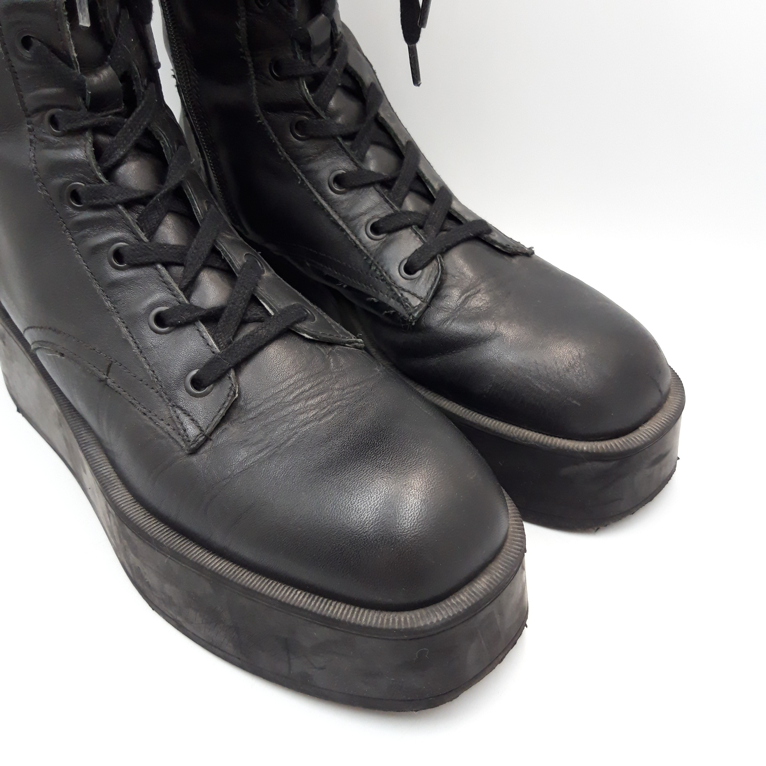 Bottines à lacet en cuir noir pour femme Zara, pointure 41 - Photo 2