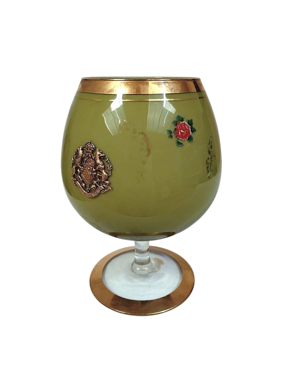 Vase boule en opaline vert à liseré doré,style Napoléon 3, made in Italy. - Photo 0