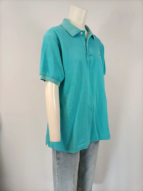 Polo Lacoste turquoise manches courtes coton piqué taille 4 Très bon état - Vue 5 - 