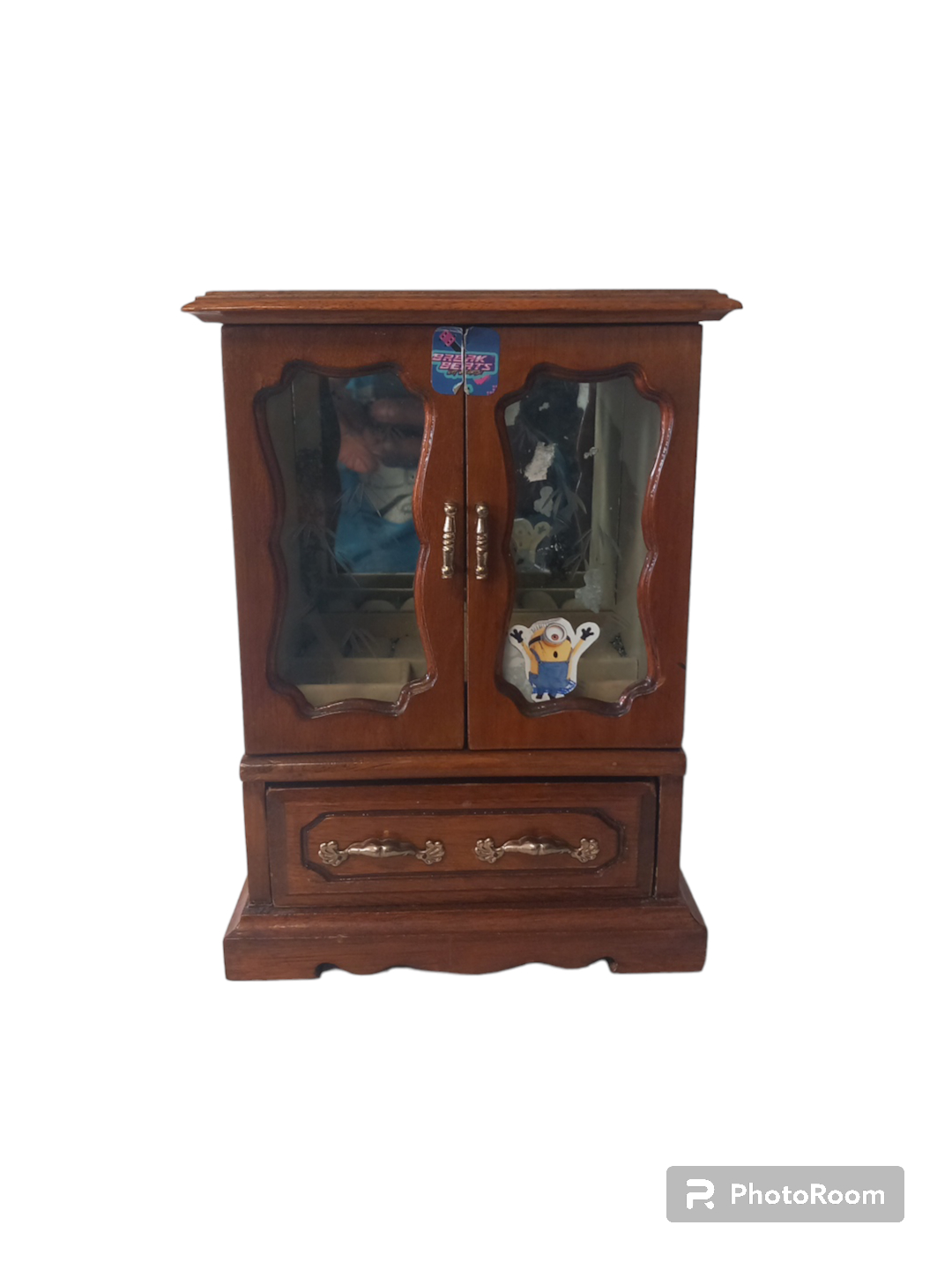 Ancien Boîte / Armoire A Bijoux En Bois Vernisse - Très bon état sur Label Emmaüs