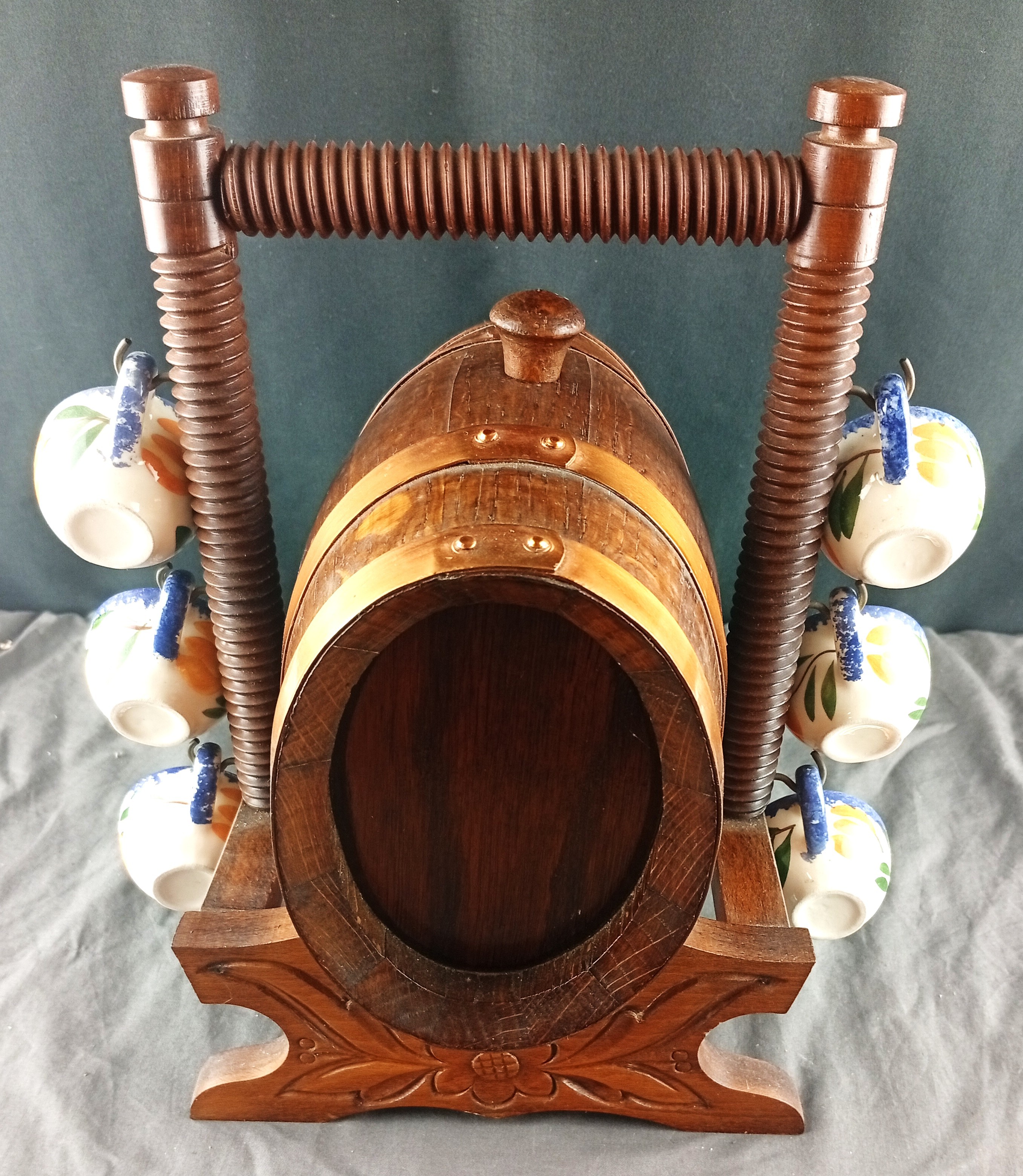 Baril à boissons en chêne avec ses six tasses- Chêne garantie étanche- Décoration vintage - Photo 6