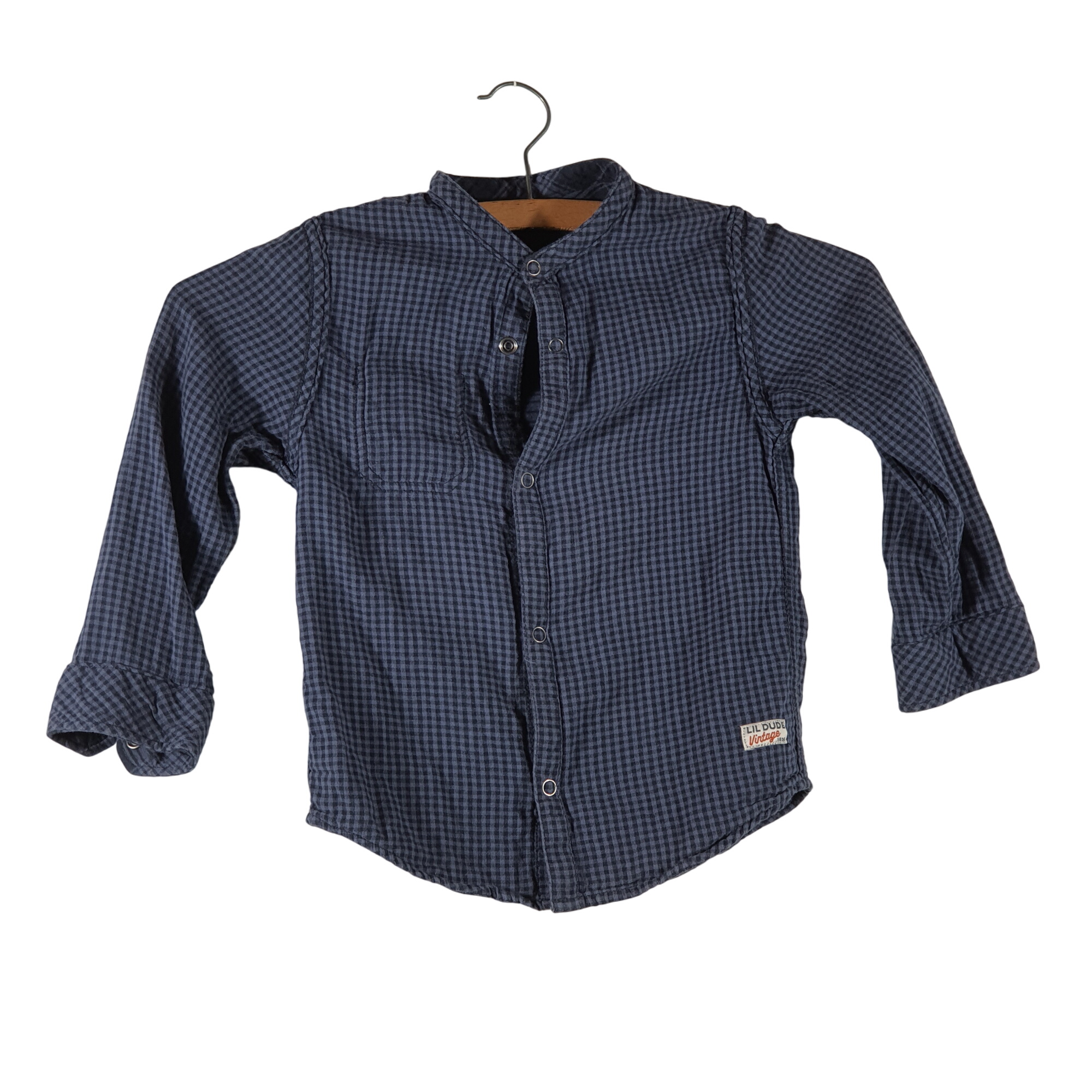 Chemise à carreaux bleue réversible - Lil Dude - 4 ans (estimé) - Photo 0