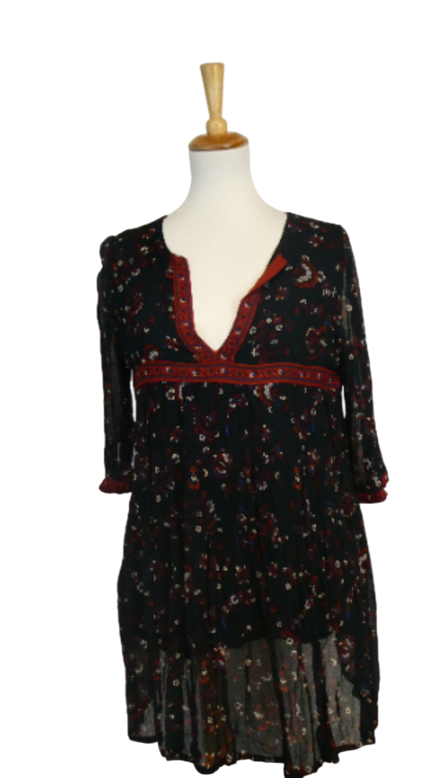Ba&sh - Robe verte motif fleurs multicolores - T2 - Photo 0