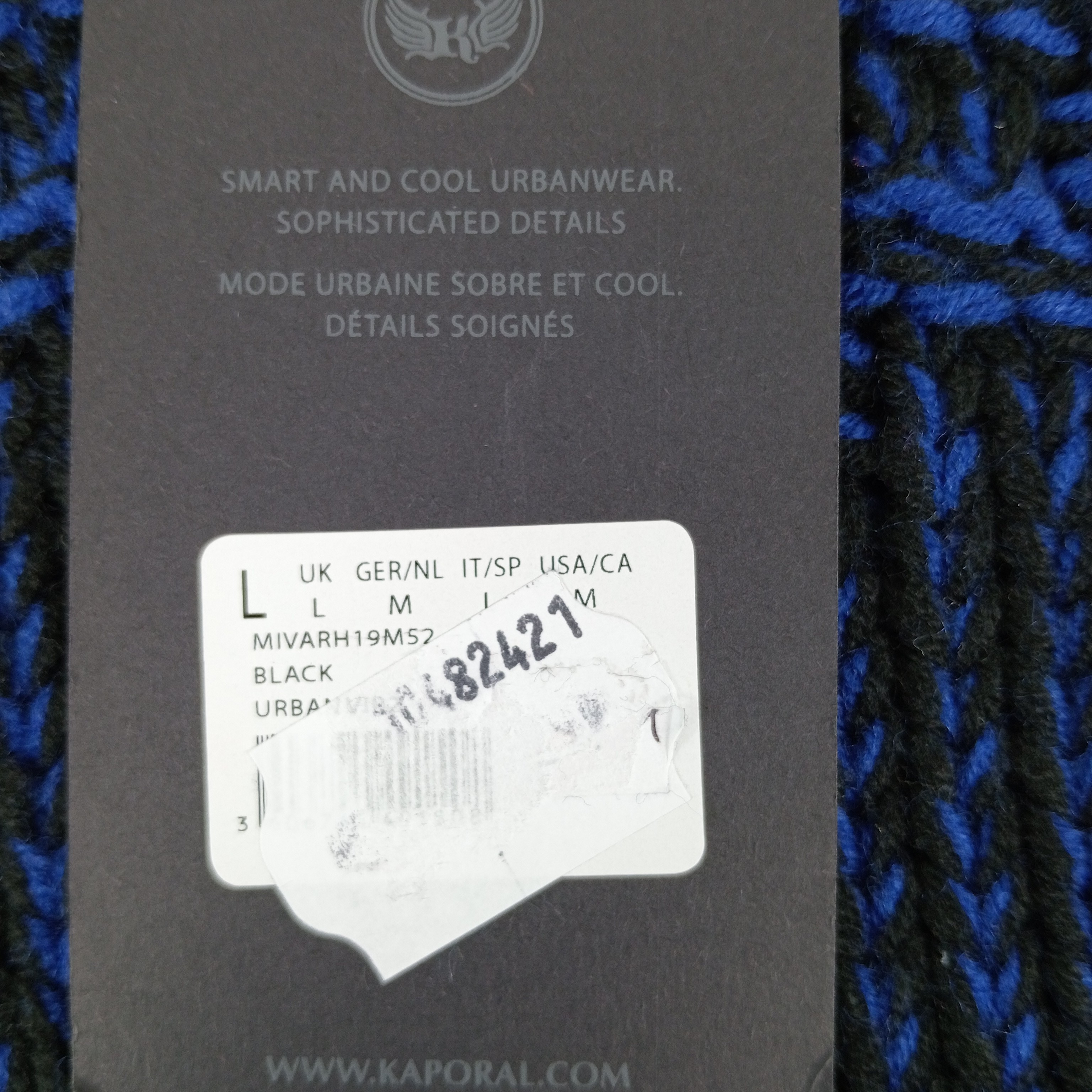 Pull homme de la marque Kaporal col camionneur à manches longues couleur noir et bleu taille L (42) - Comme neuf - Photo 5