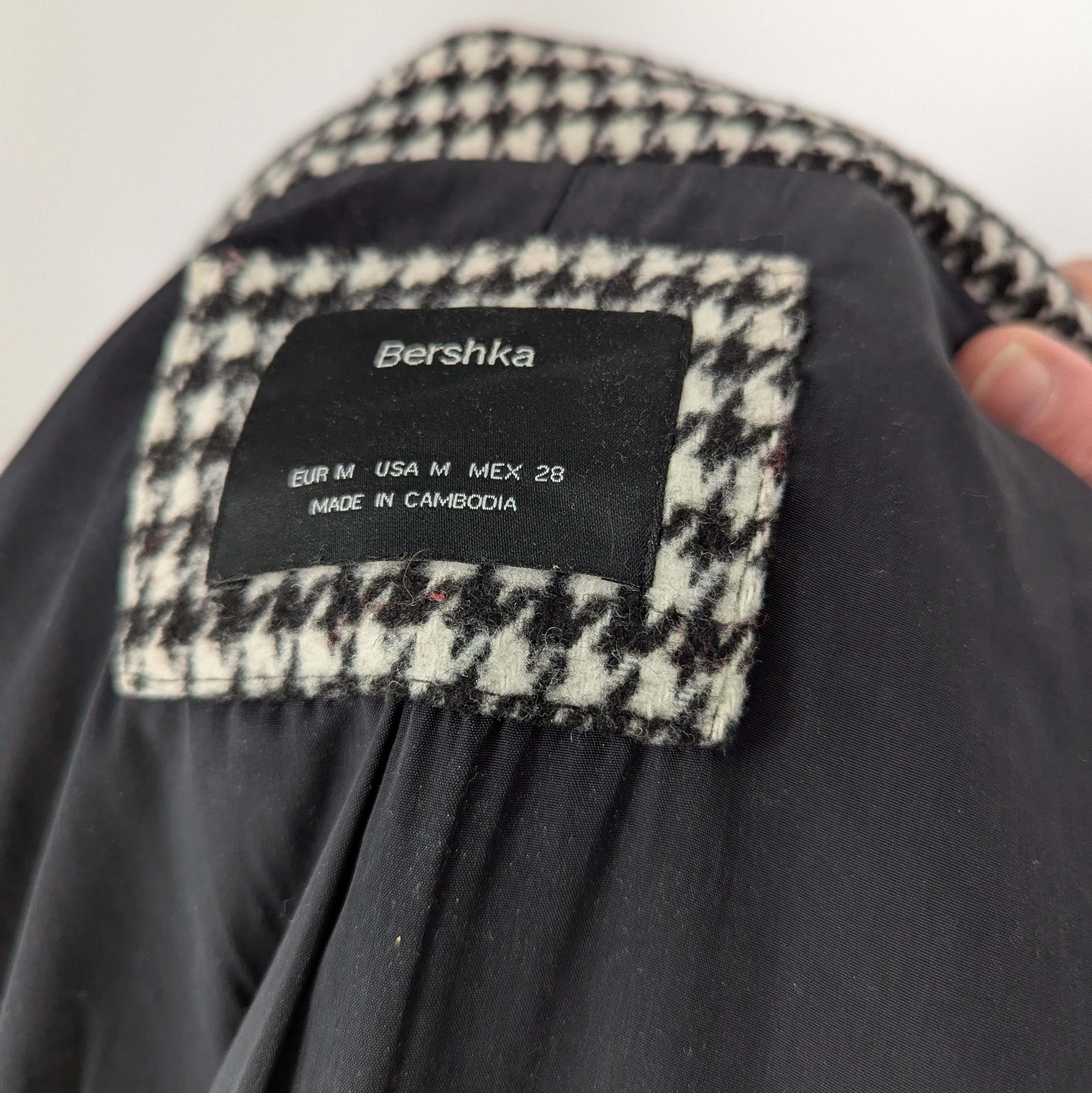 Manteau BERSHKA T.M avec laine motif pied de poule - Photo 3
