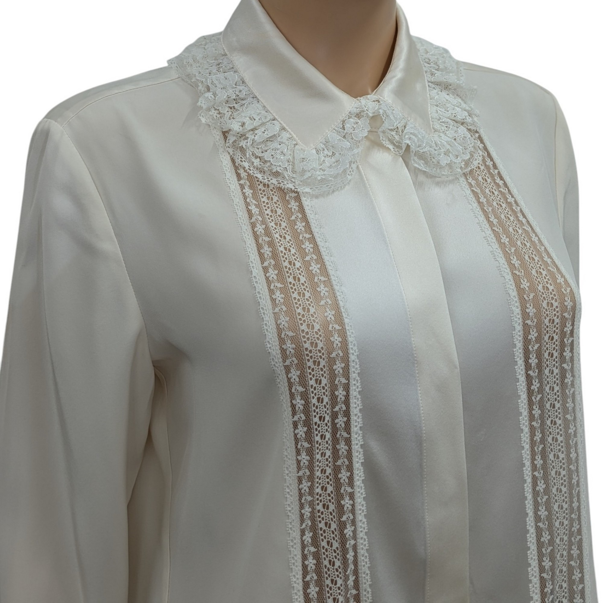 Chemise Chemisier Alexis Mabille x Monoprix T 38 en soie et dentelle ivoire - Photo 3