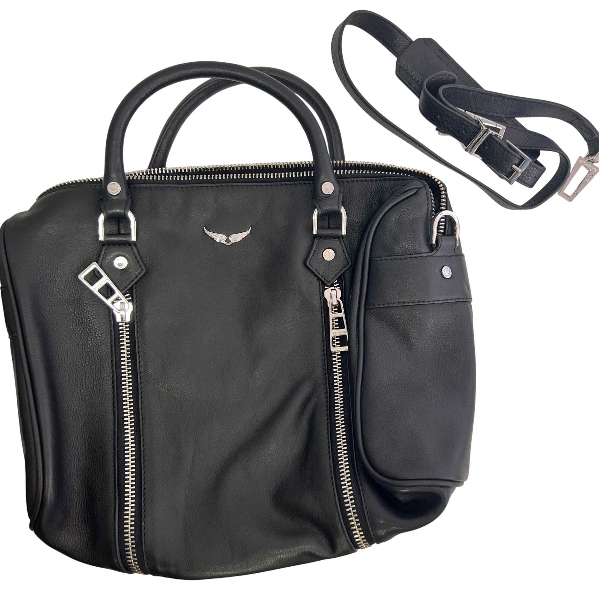 Sac Zadig & Voltaire Sunny medium Noir cuir grainé Très bon état -  reconditionné disponible sur Label Emmaüs