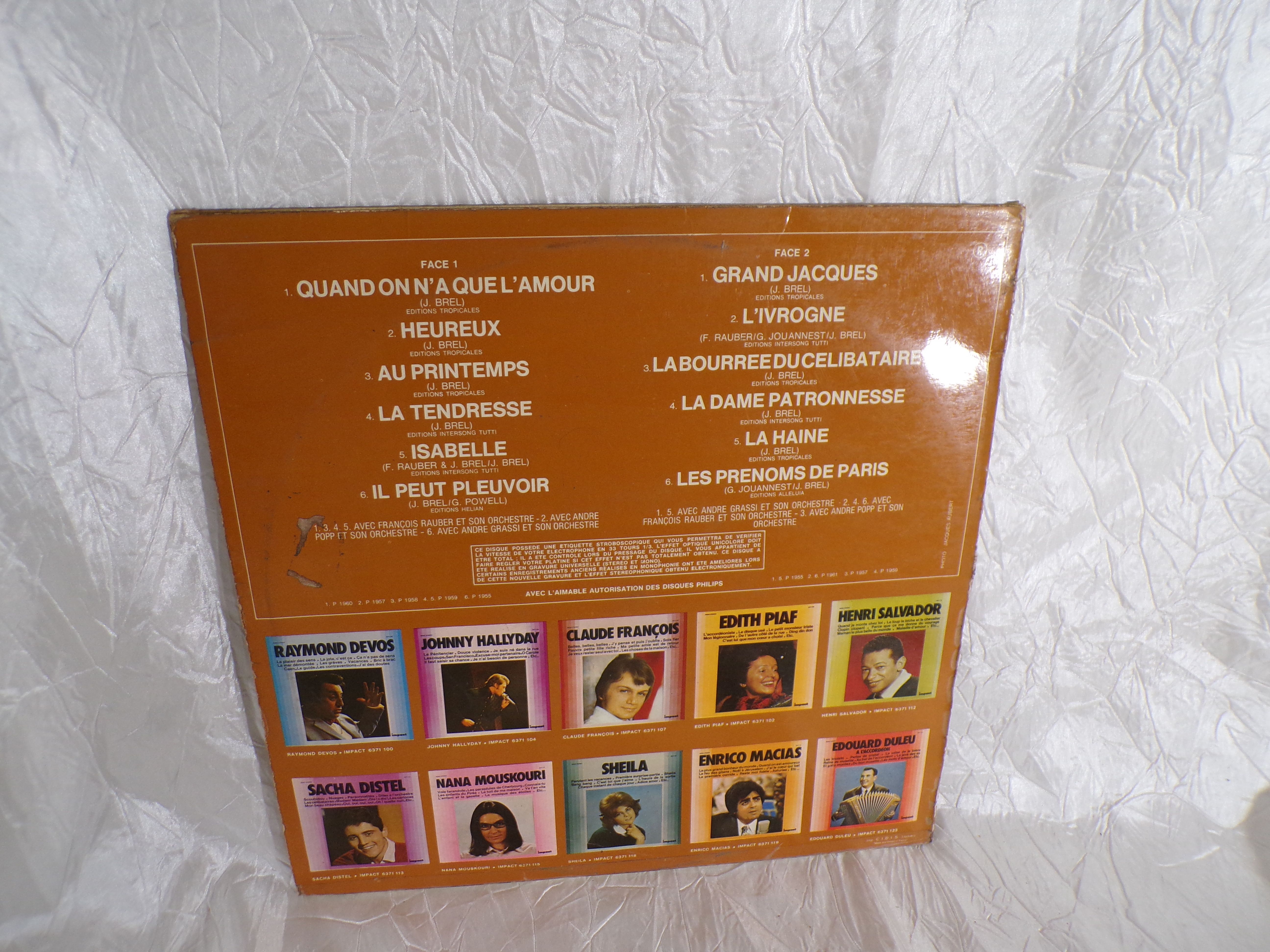 Voir photo 3 de Vinyle Jacques Brel Vinyle Jacques Brel Bon état - Vue 3 -