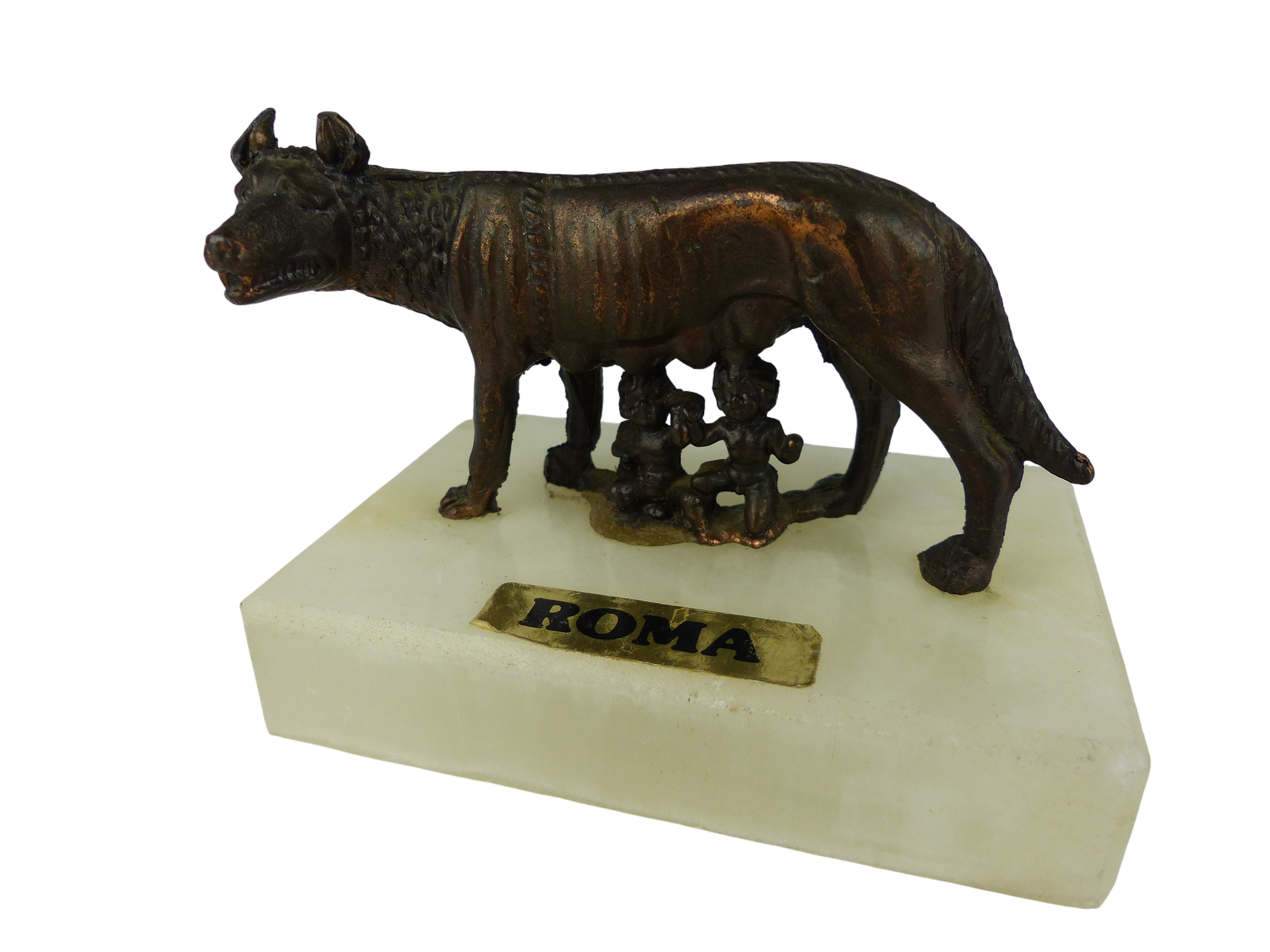 Statuette de La Louve, Rémus et Romulus, bronze et marbre, 6 cm Bon état -  reconditionné disponible sur Label Emmaüs