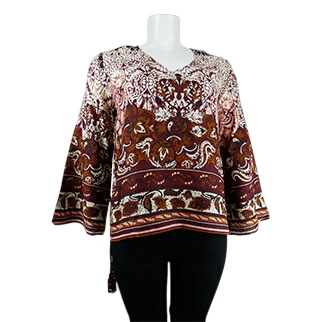 Blouse rouge foncé à fleurs - femme - Blancheporte - taille 48 - Photo 0