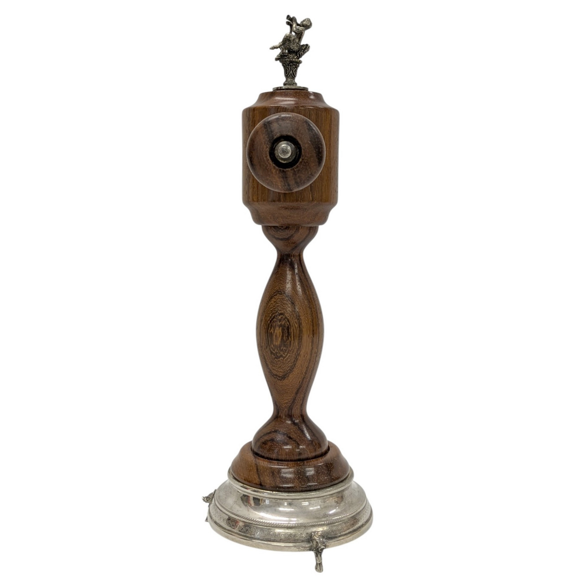 Grand moulin à poivre original vintage tête de sanglier et satyre en bois et métal H 29 cm - Photo 7