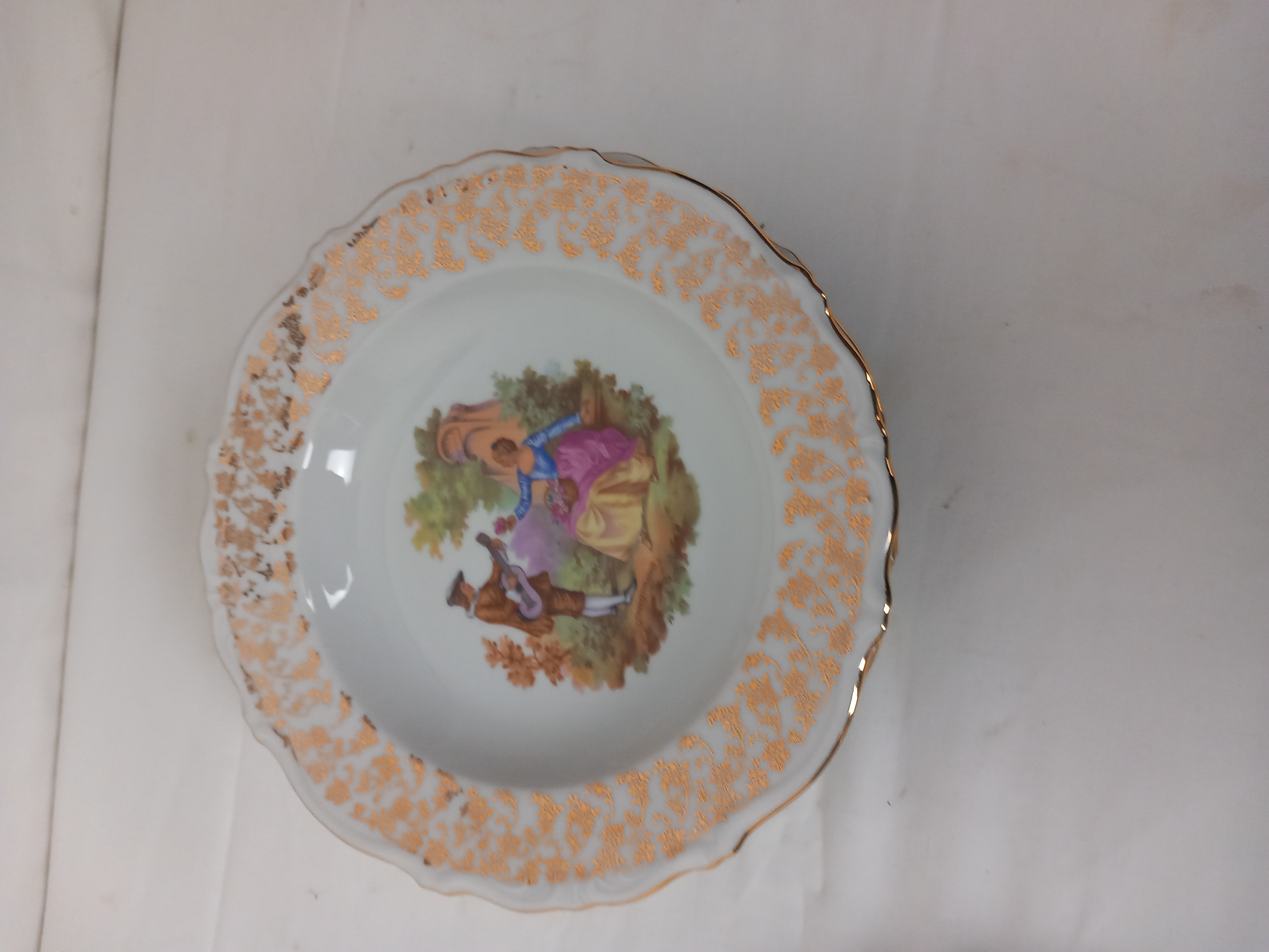 Lot De 4 Assiettes Fragonard 'Les Éléments' Style Cocteau - Porcelaine Multicolore ∅20,5cm - Occasion