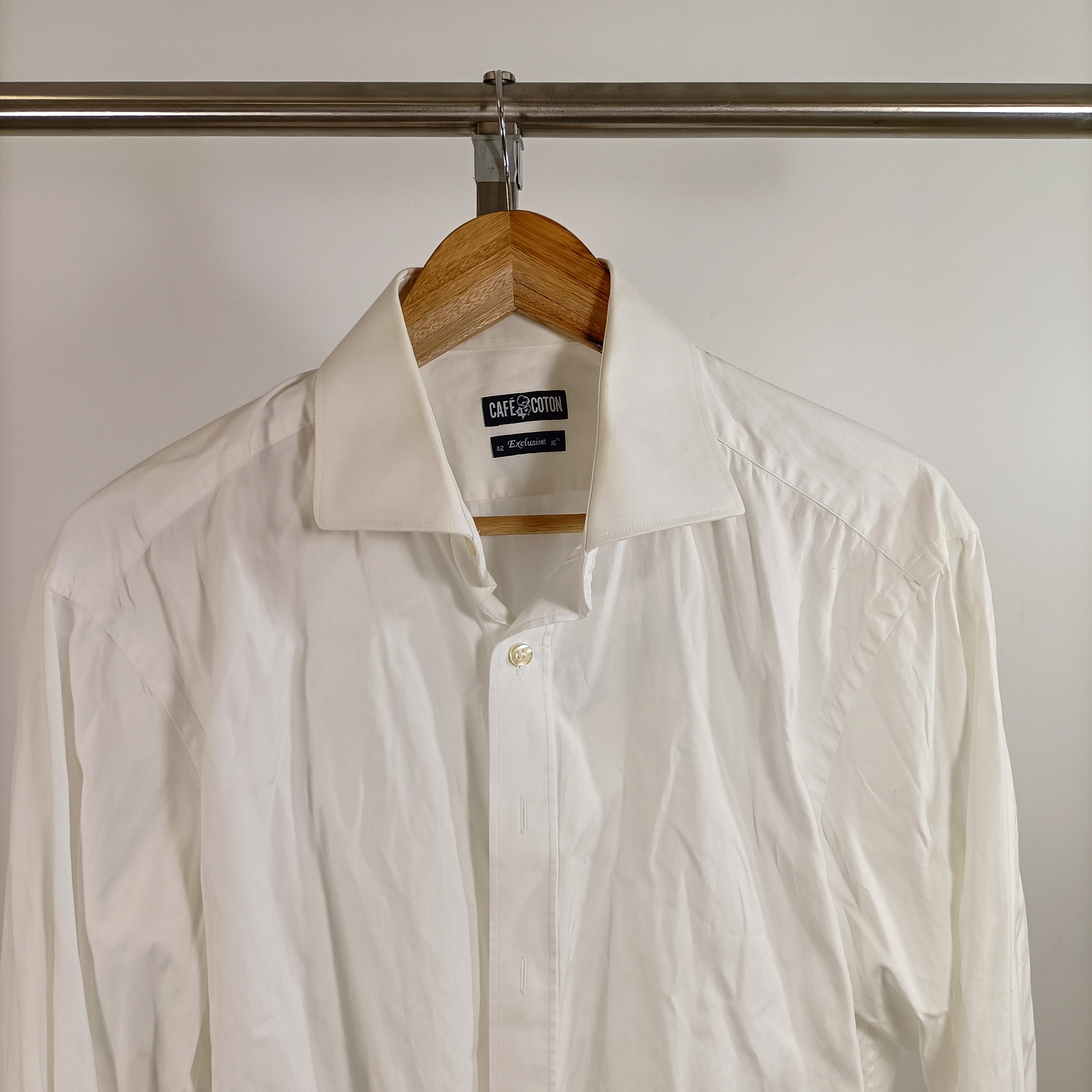 Chemise blanche élégante Café Coton Exclusive col classique taille 42 manches longues - Photo 2