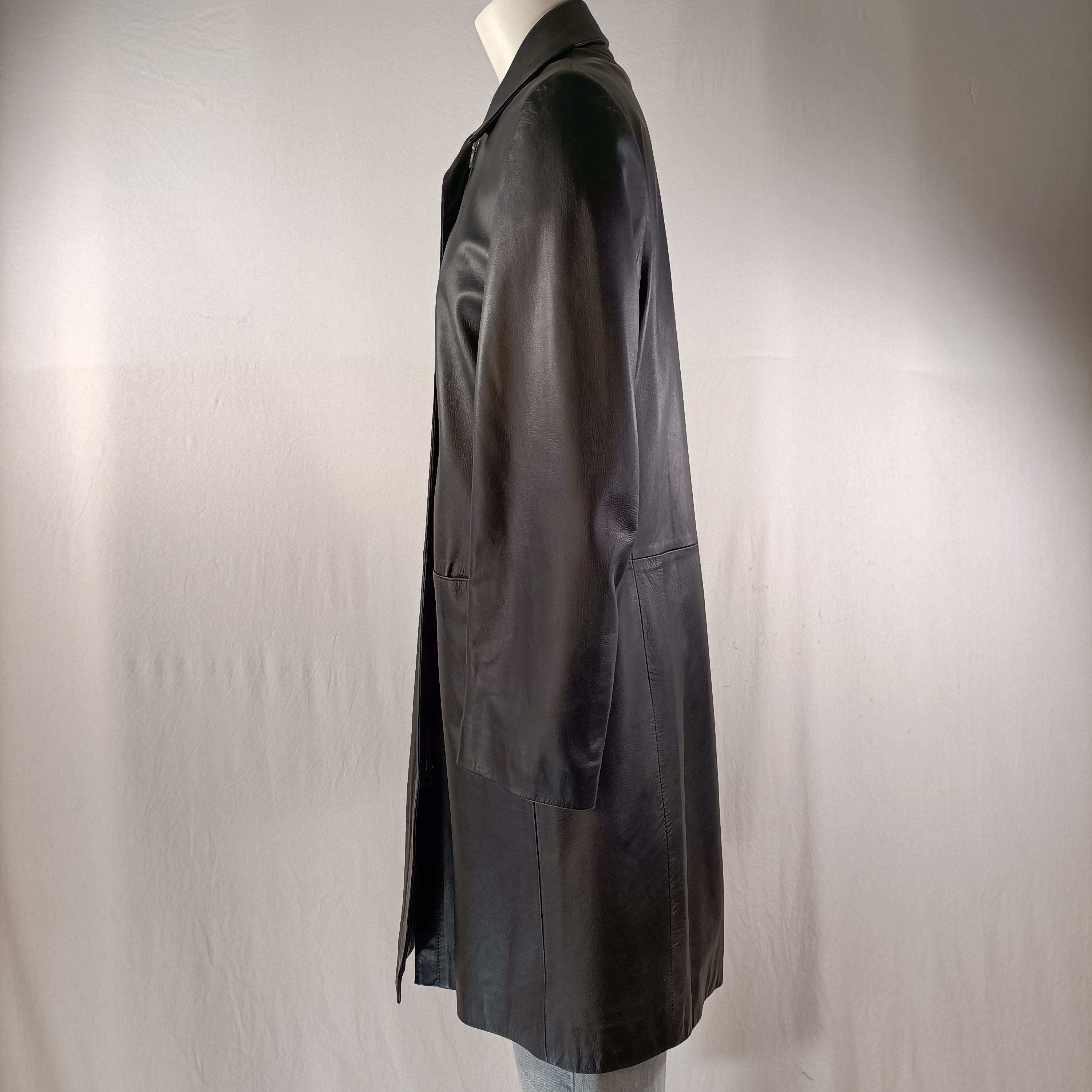 Manteau noir droit en cuir d'agneau - Printemps C.LIBRE - Taille 2 estimée - Photo 2