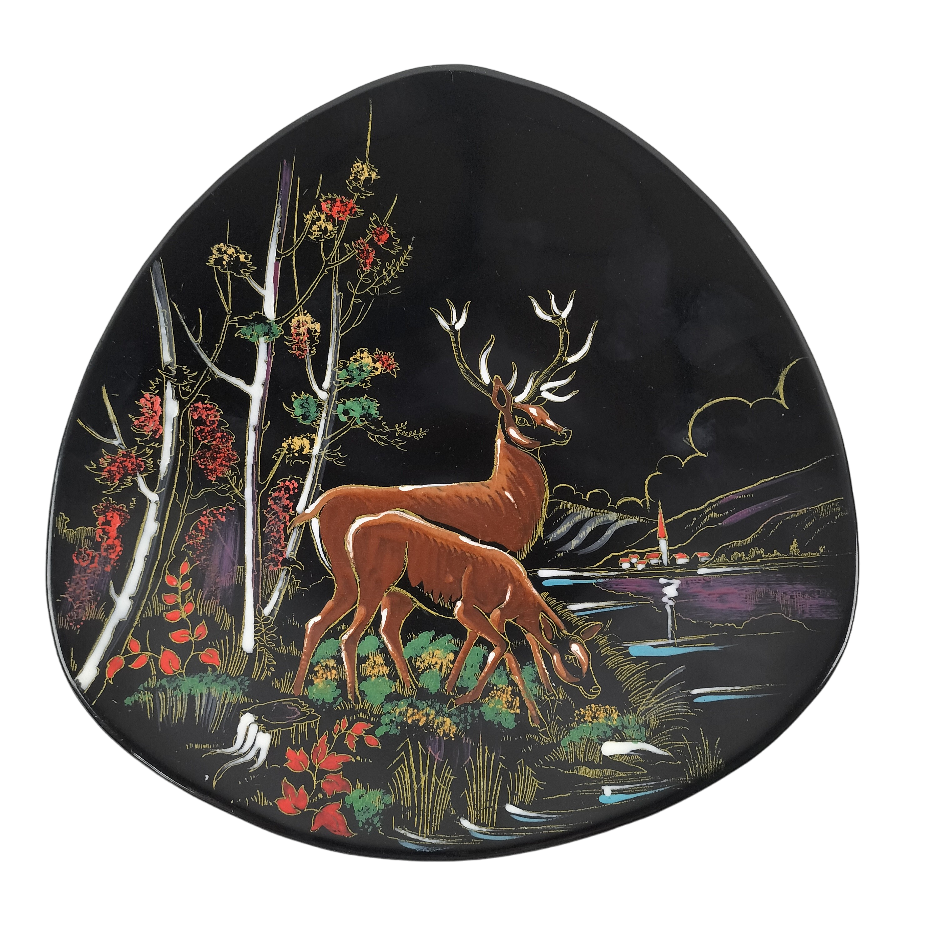 Assiette décorative noire en céramique 