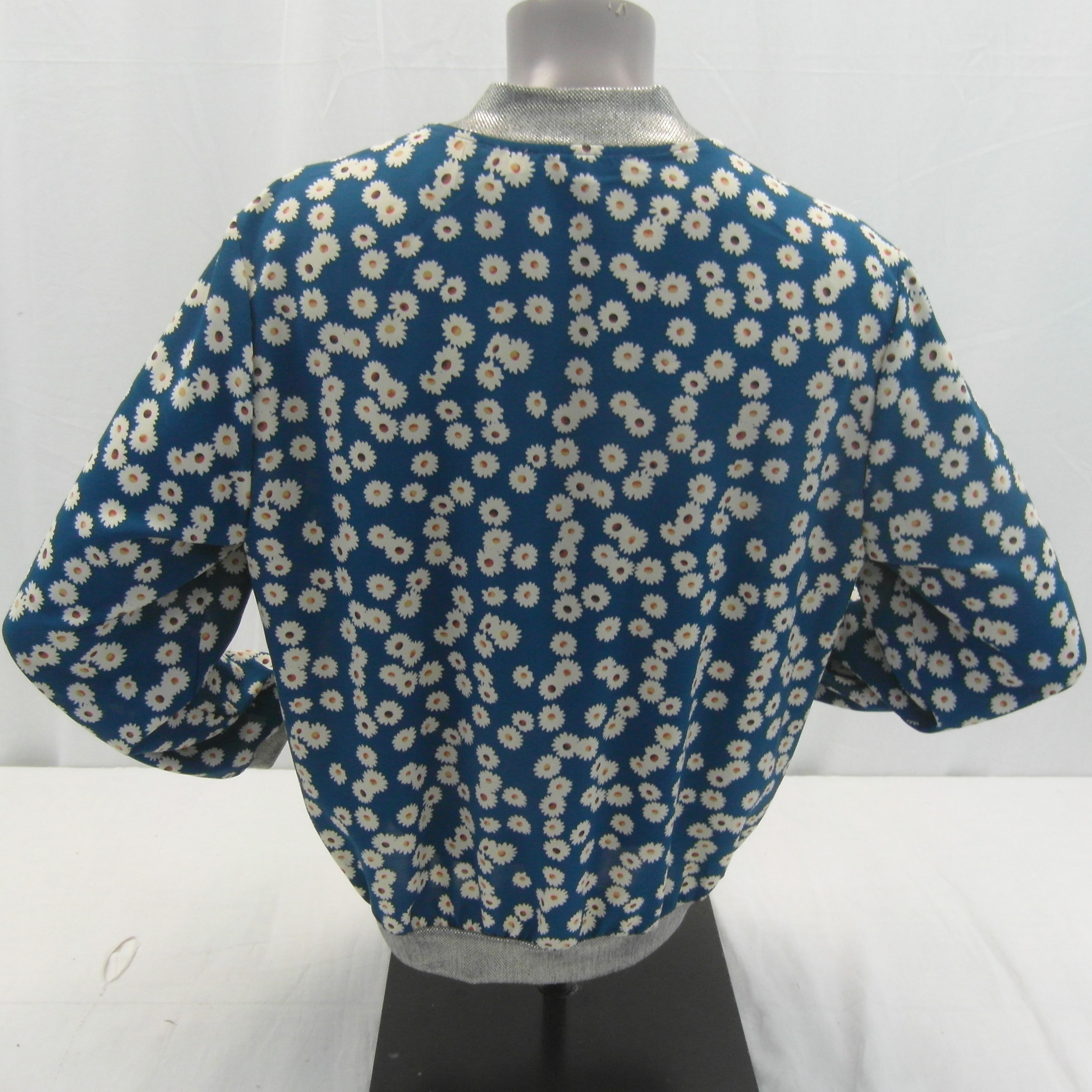 Veste bleue motifs floral It hippie taille M - Photo 3