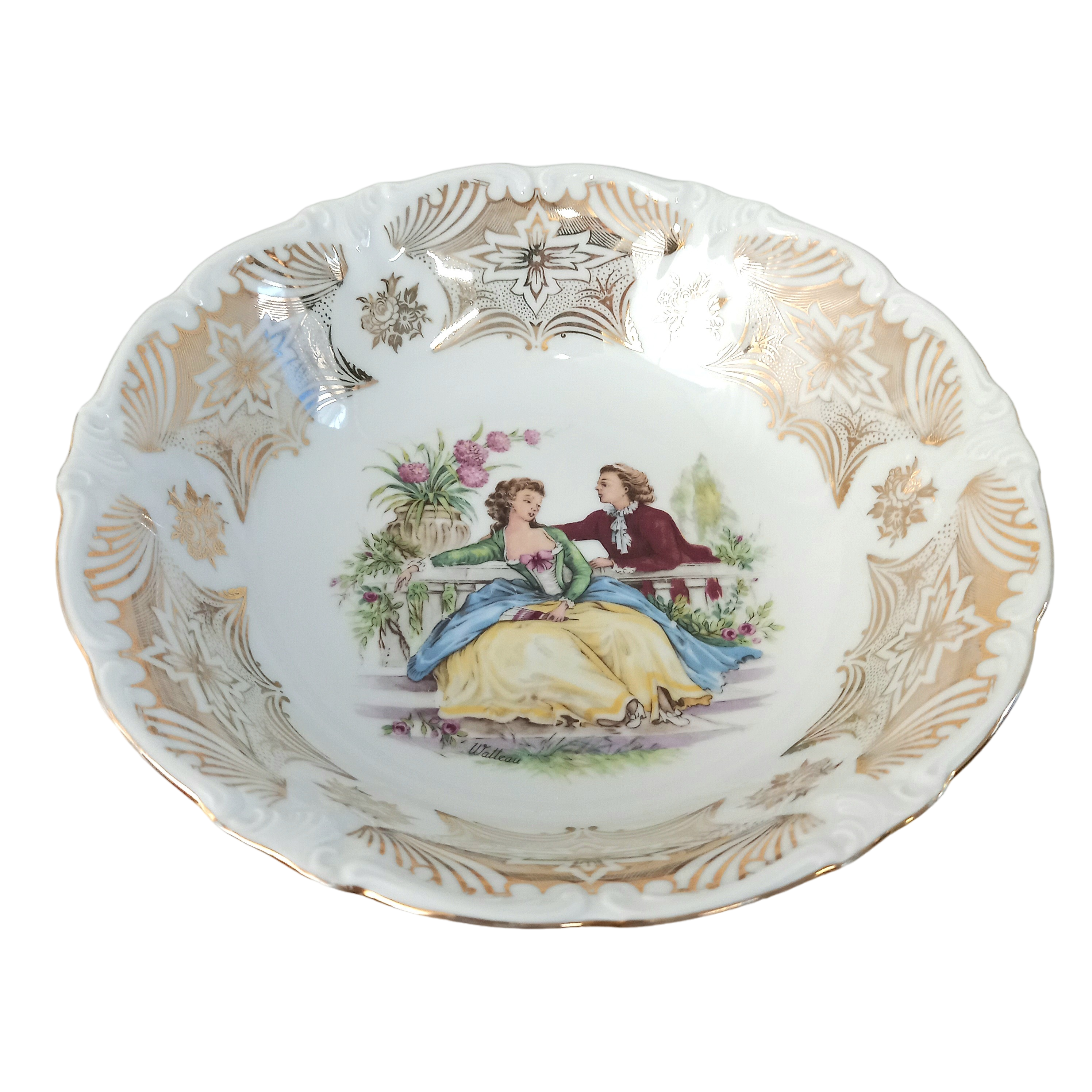 Saladier coupe à fruits, en porcelaine de Bavière, décor scène galante Très bon état -  reconditionné disponible sur Label Emmaüs