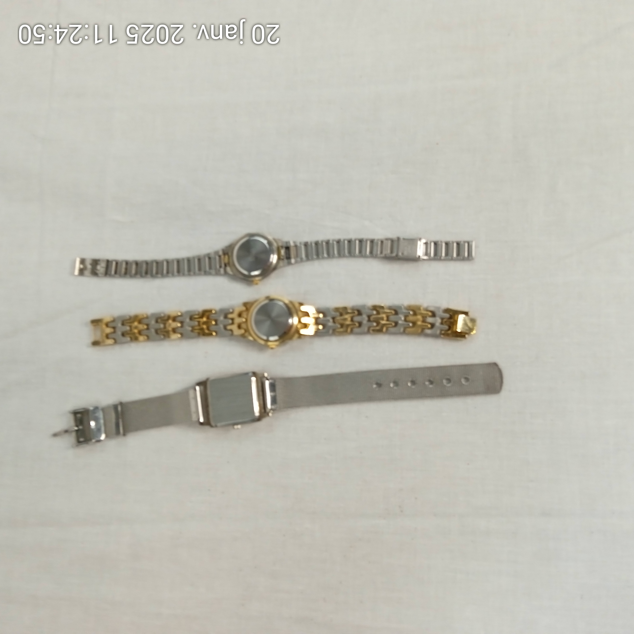 Lot de 3 montres à quartz bracelet femme vintage acier inoxydable - Photo 4