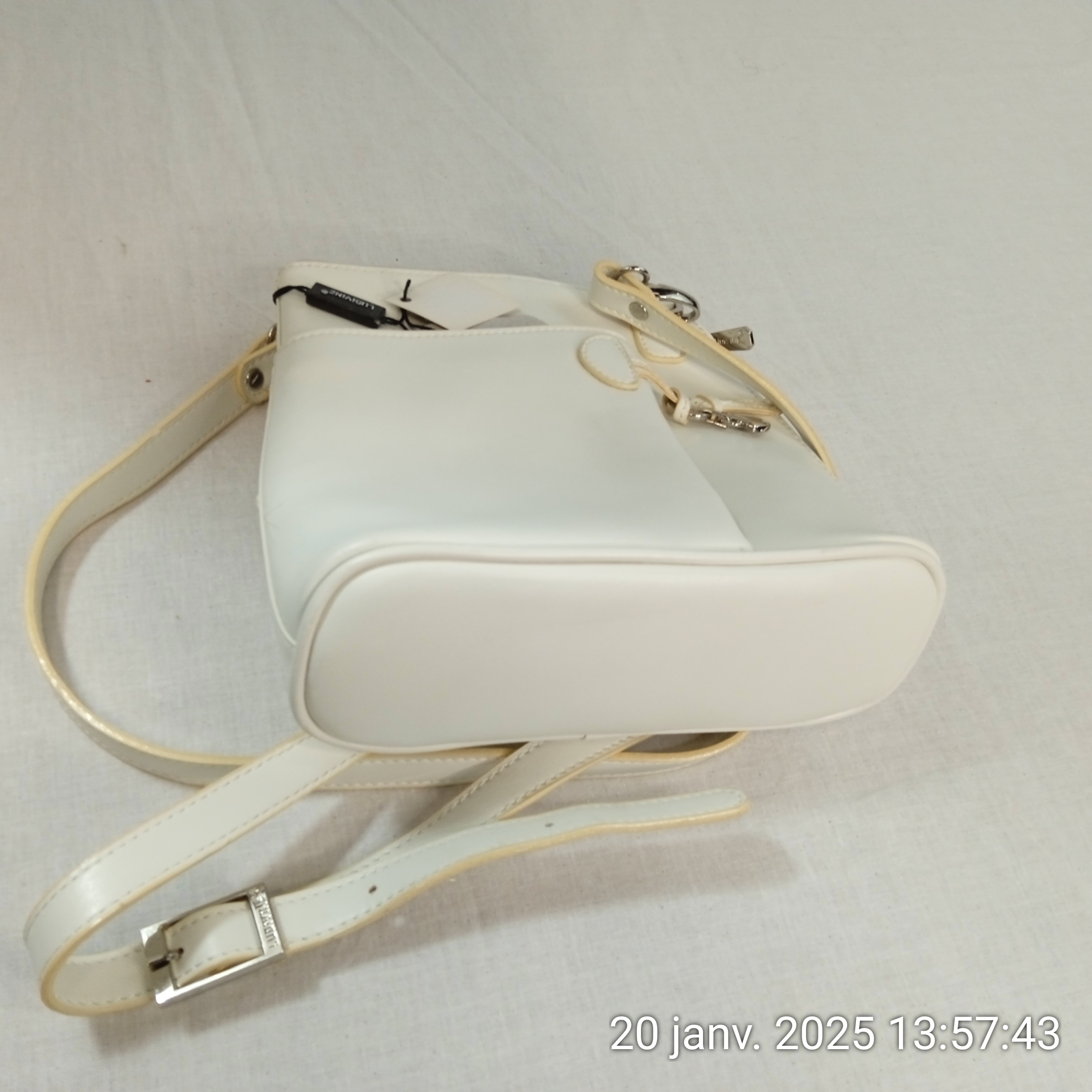AUTHENTIQUE sac bandoulière LUDIVINE en cuir blanc - Photo 3