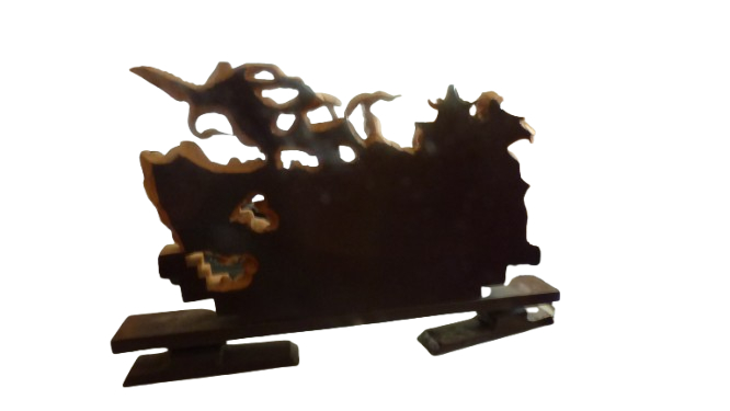 Haut relief Asiatique en bois sculpté sur son support - scène de hérons - Photo 1