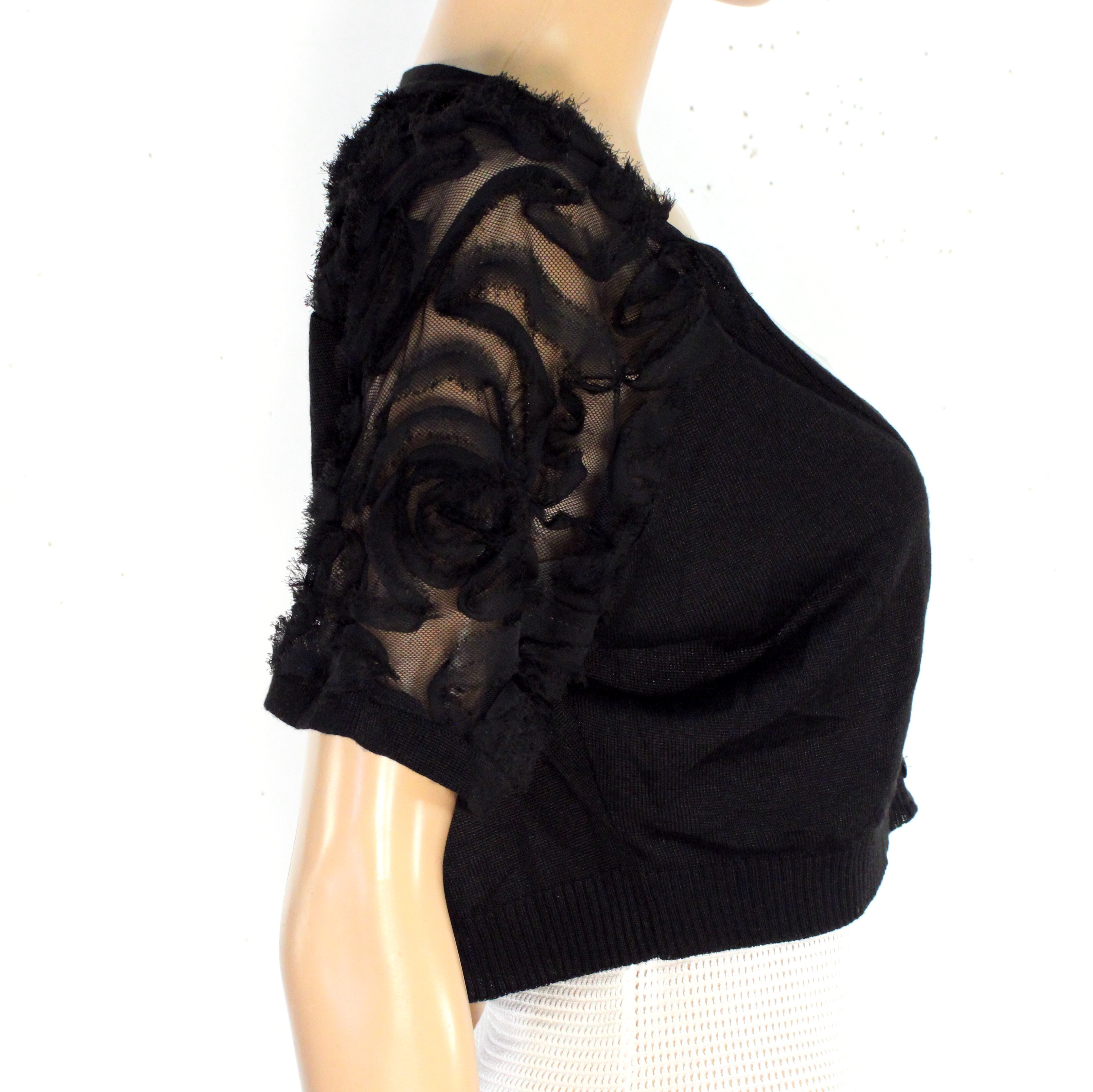 Gilet Femme /Boléro Noire Fleuri JAQUELINE RIU Taille 4 - Photo 2