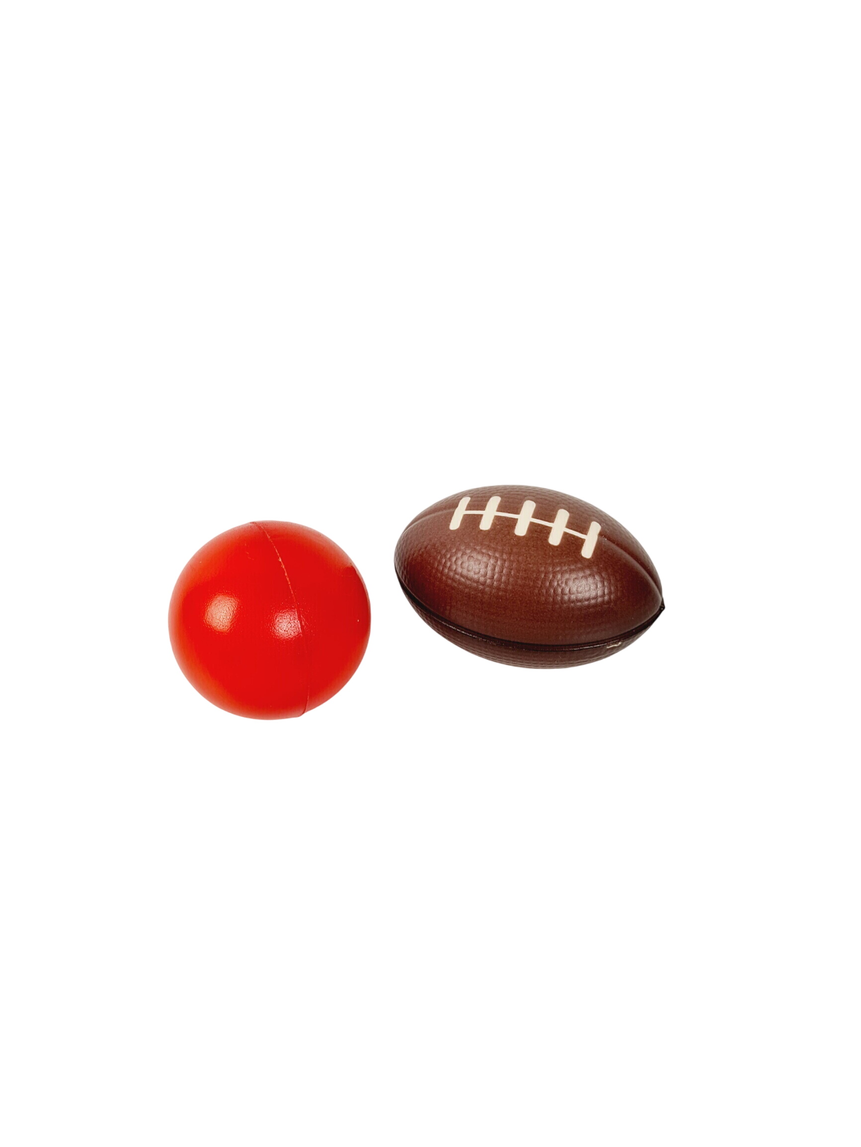 Ball en mousse - Lot de 2 balle anti-stress Mini ballon de rugby et Boule rouge - 7 cm - Photo 0