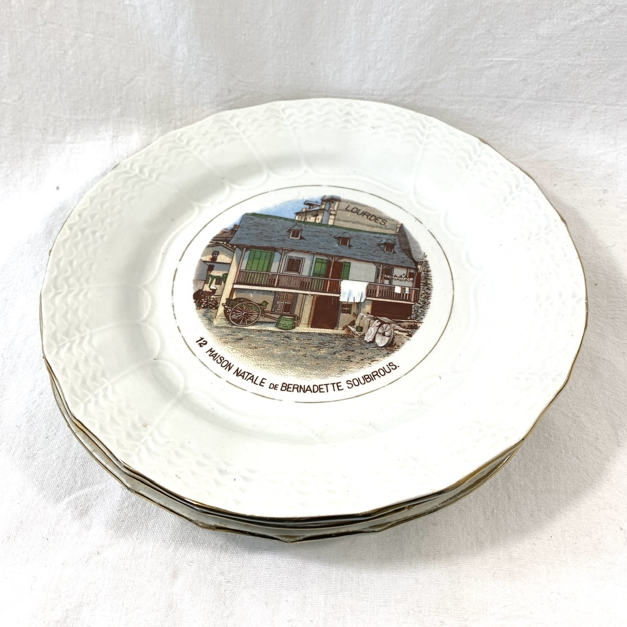 Lot de 10 assiettes - Sarreguemines thème Lourdes - Bon état - Photo 16