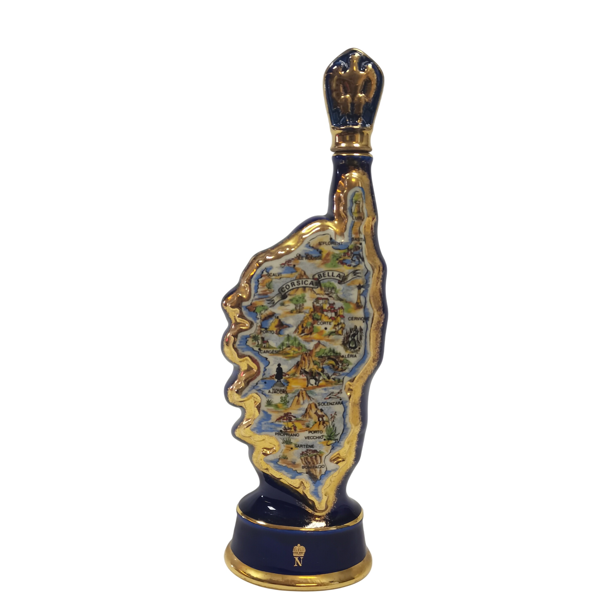 Vase avec la carte de la corse - liseré doré - estampillé - Bon état sur Label Emmaüs