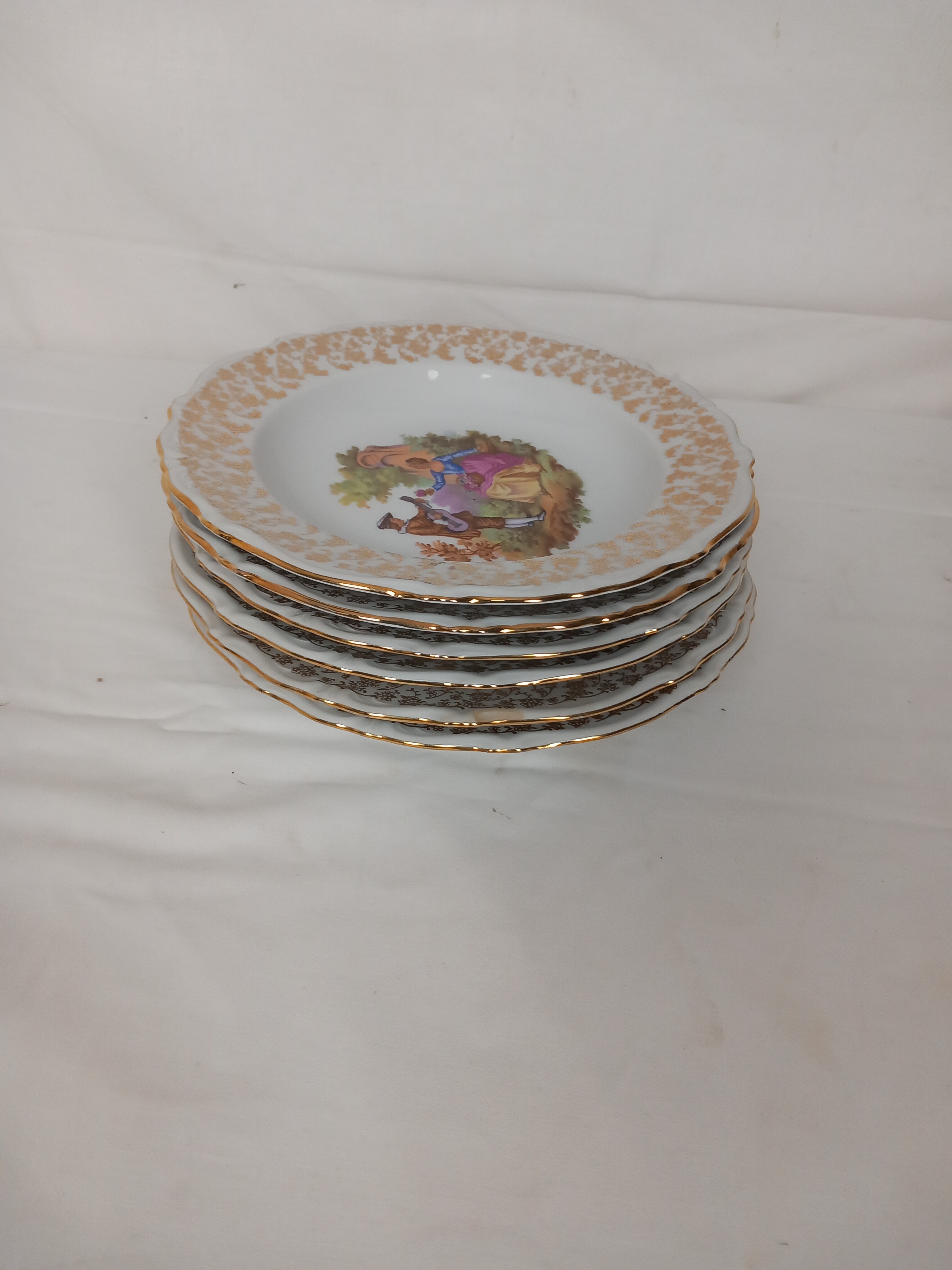2 Assiettes Vintage Fragonard Les Danseuses - Porcelaine Blanche