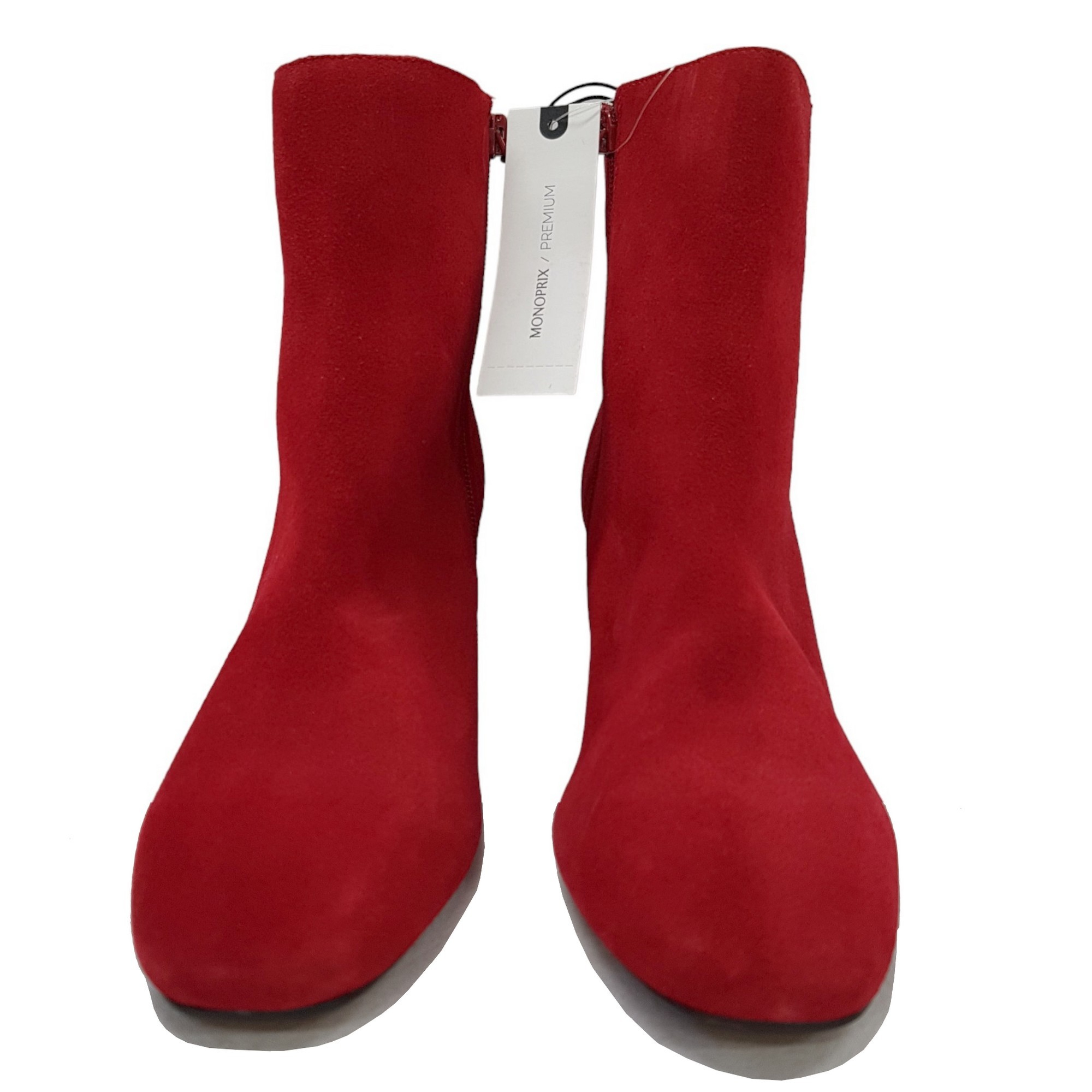 Neuf & étiquette Boots Bottines Monoprix P 40 en cuir nubuck rouge - Photo 1