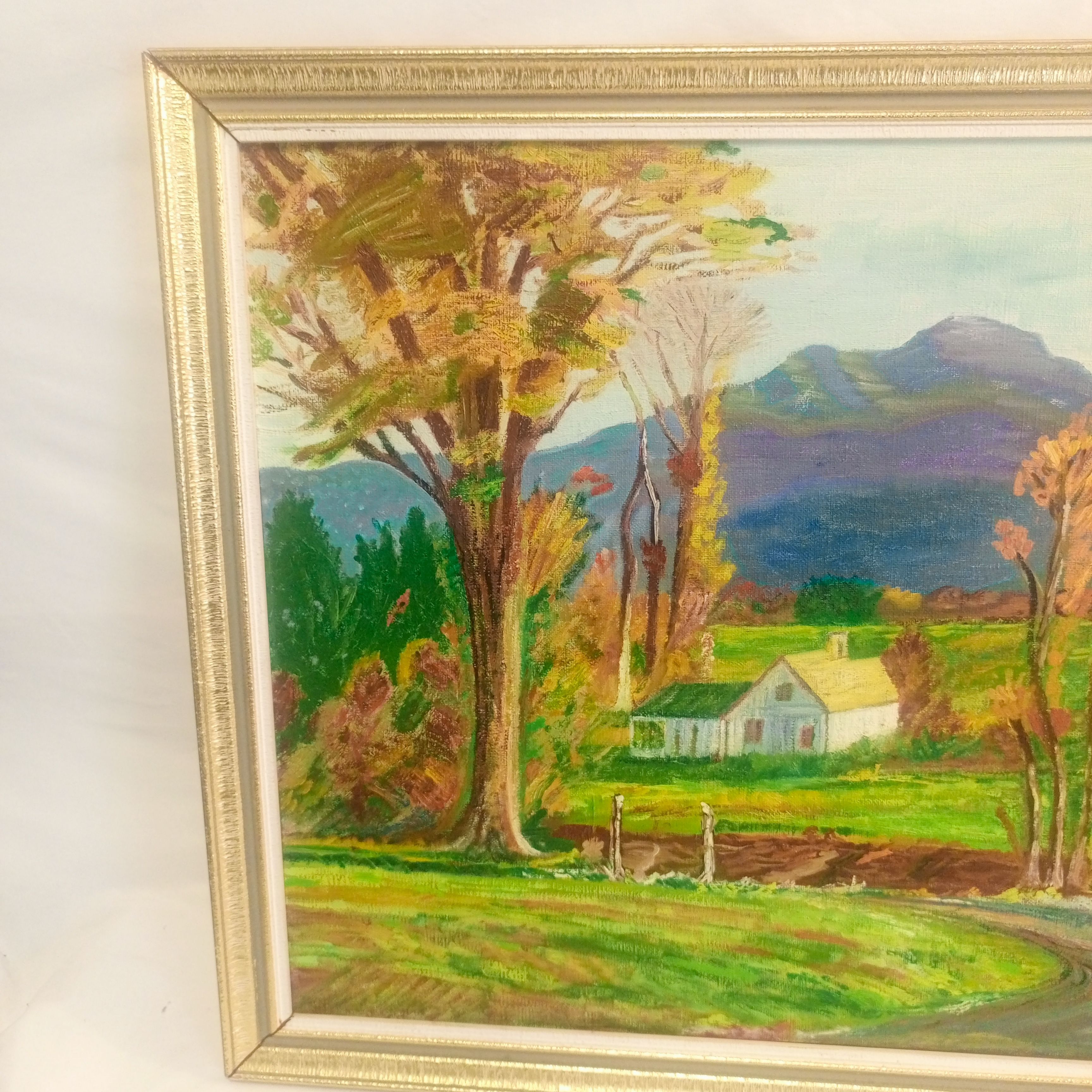 Peinture à Huile sur toile Paysage d'automne. État correct - Vue 4 - 
