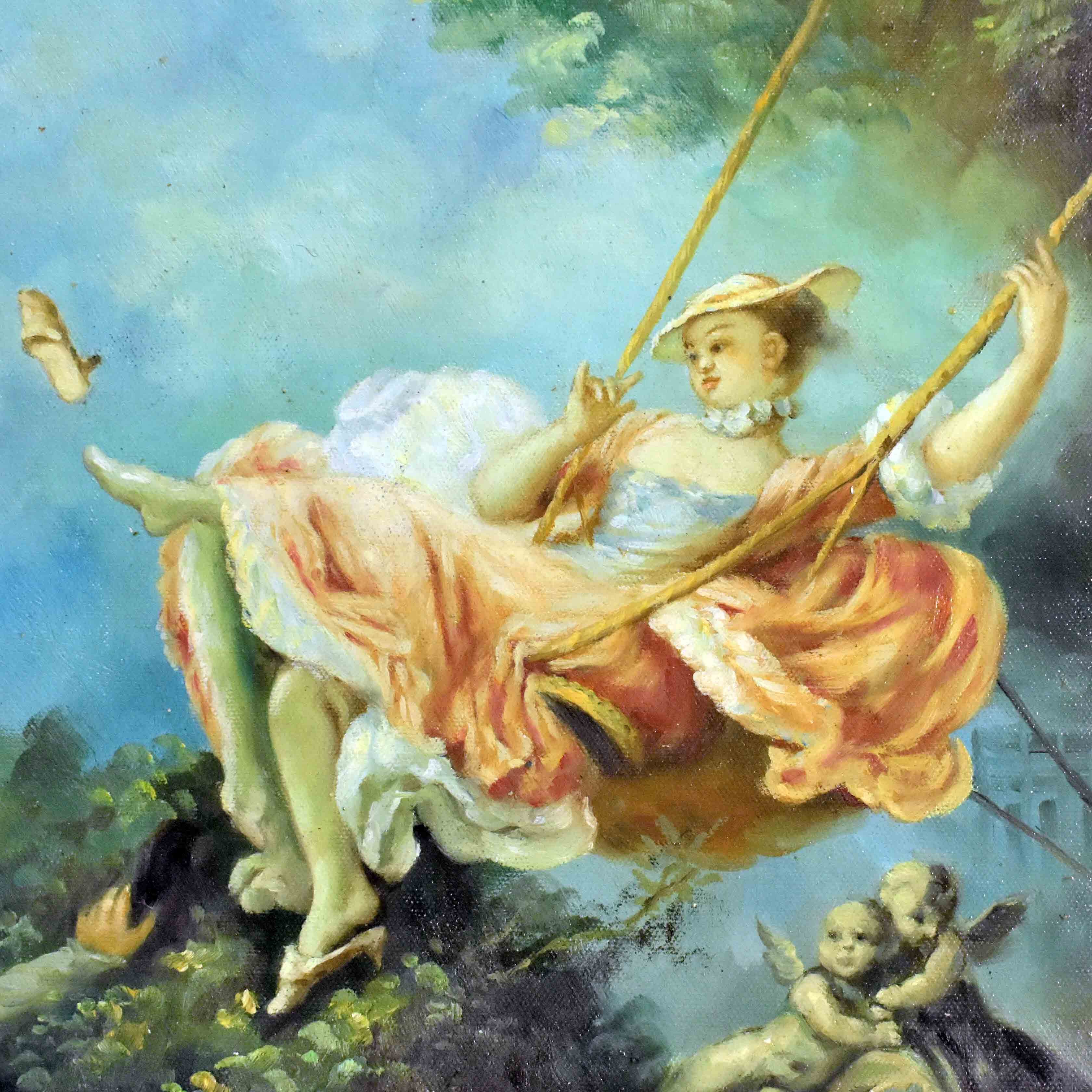 Les Hasards Heureux de l'Escarpolette par Fragonard - Copie Signée Eckart Bon état - Vue 2 - 